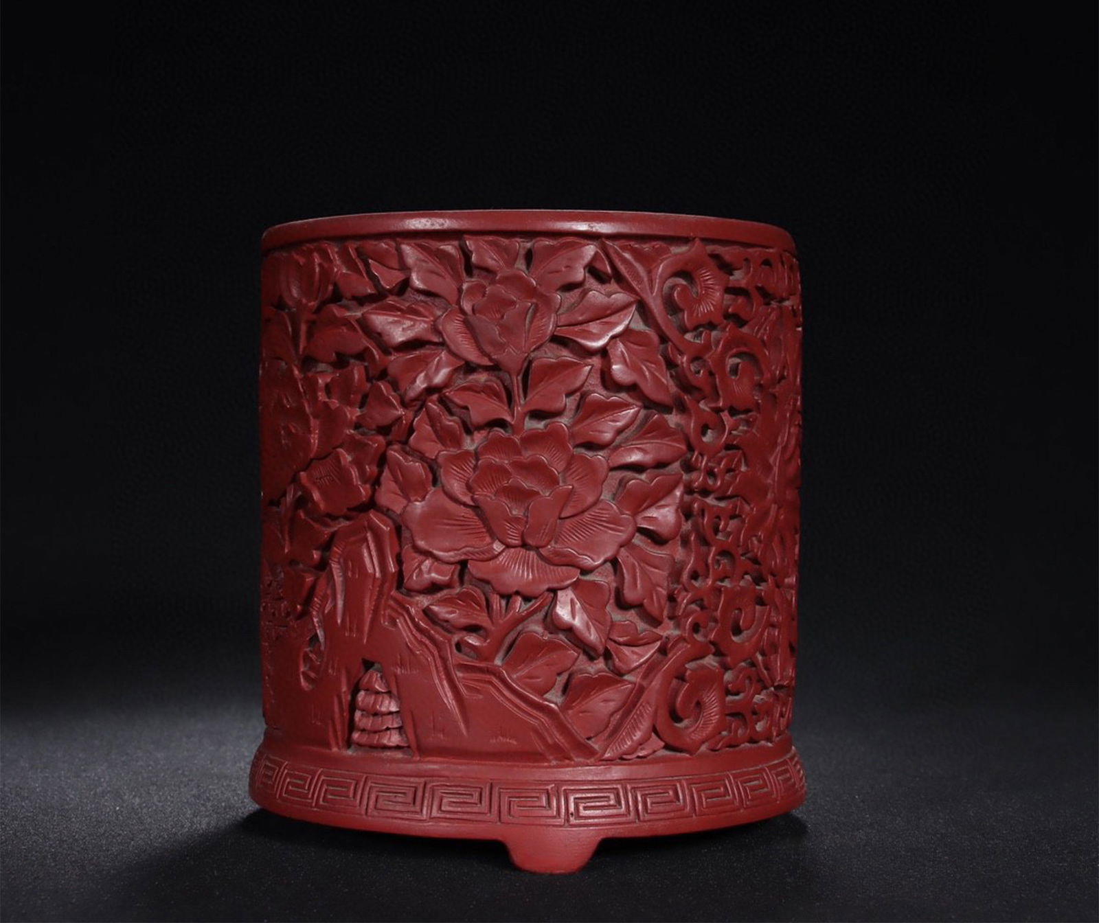 A Chinese Carved Tixi Lacquer Brush Pot (1 of 9)