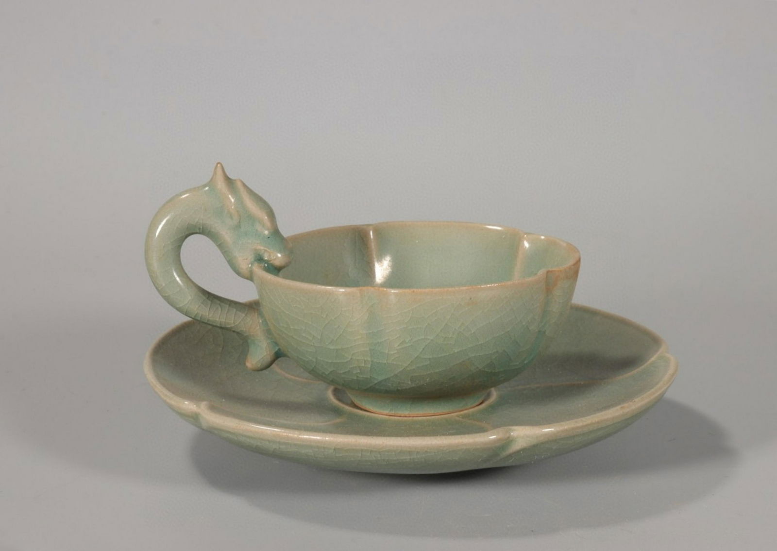 A Chinese Ru-Type Glazed Porcelain Cup with Dish (1 of 9)
