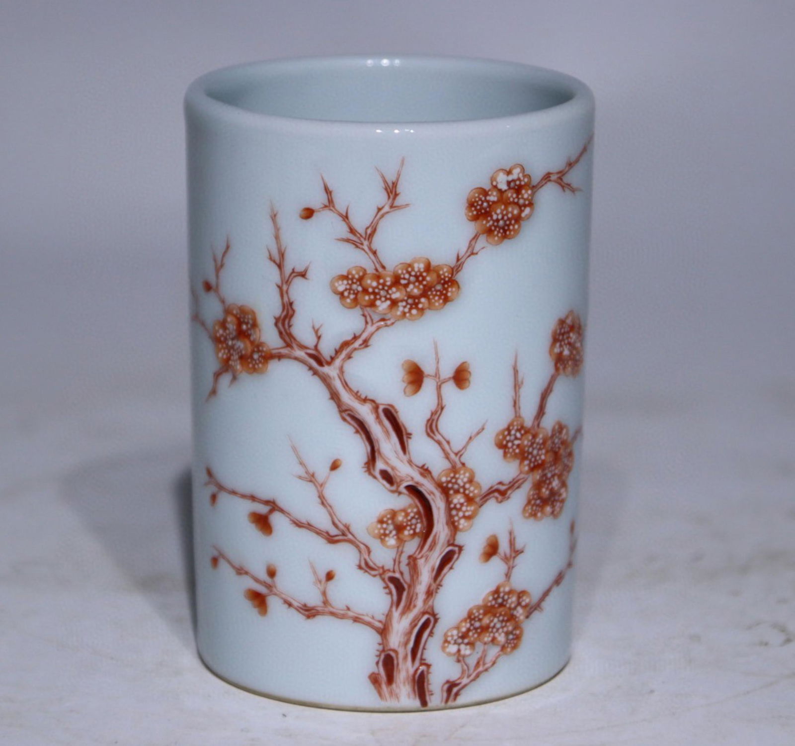 A Chinese Iron-Red Glazed Porcelain Brush Pot (1 of 9)