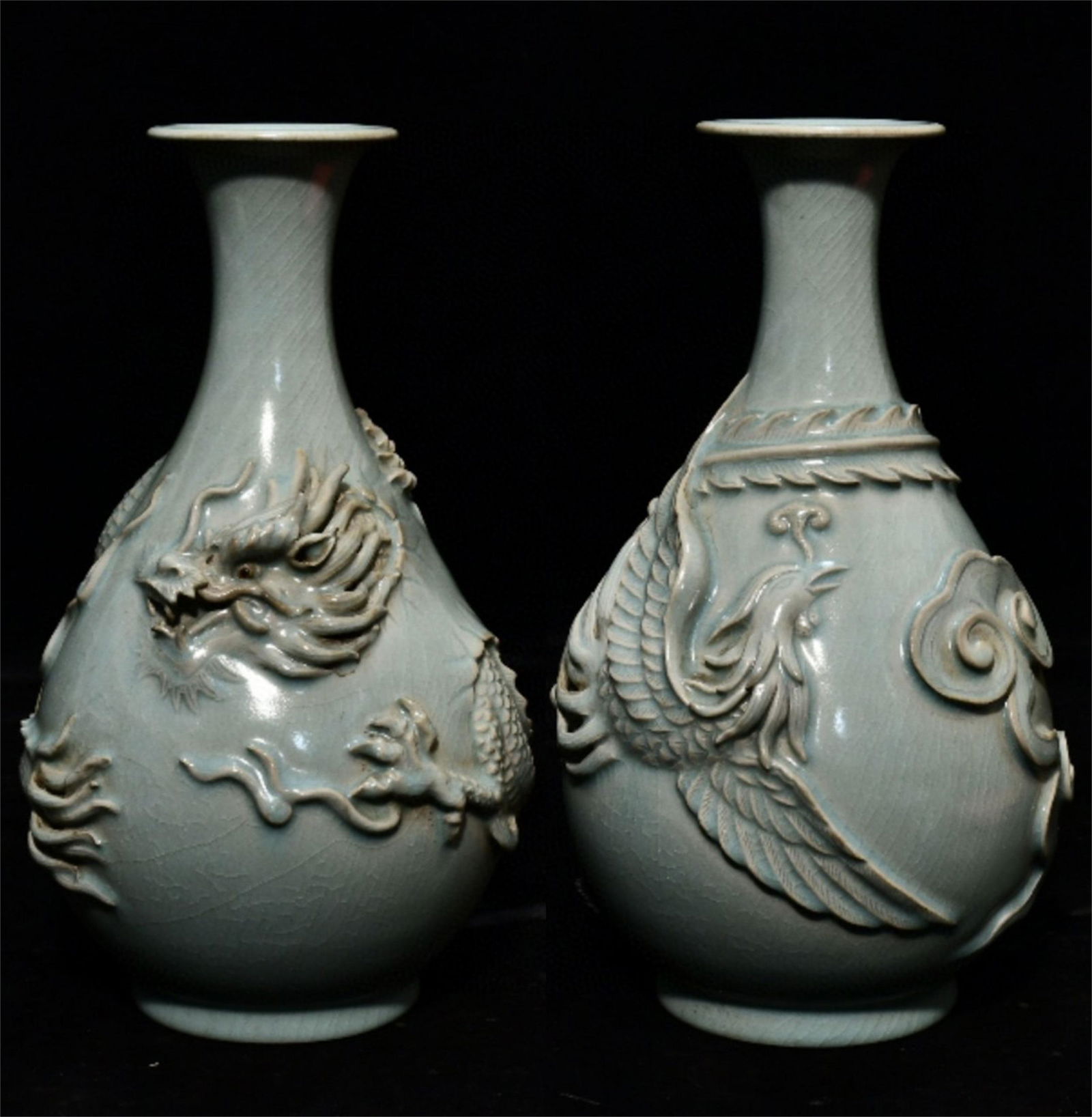 A Pair of Chinese Ru-Type Glazed Porcelain Vases (1 of 9)