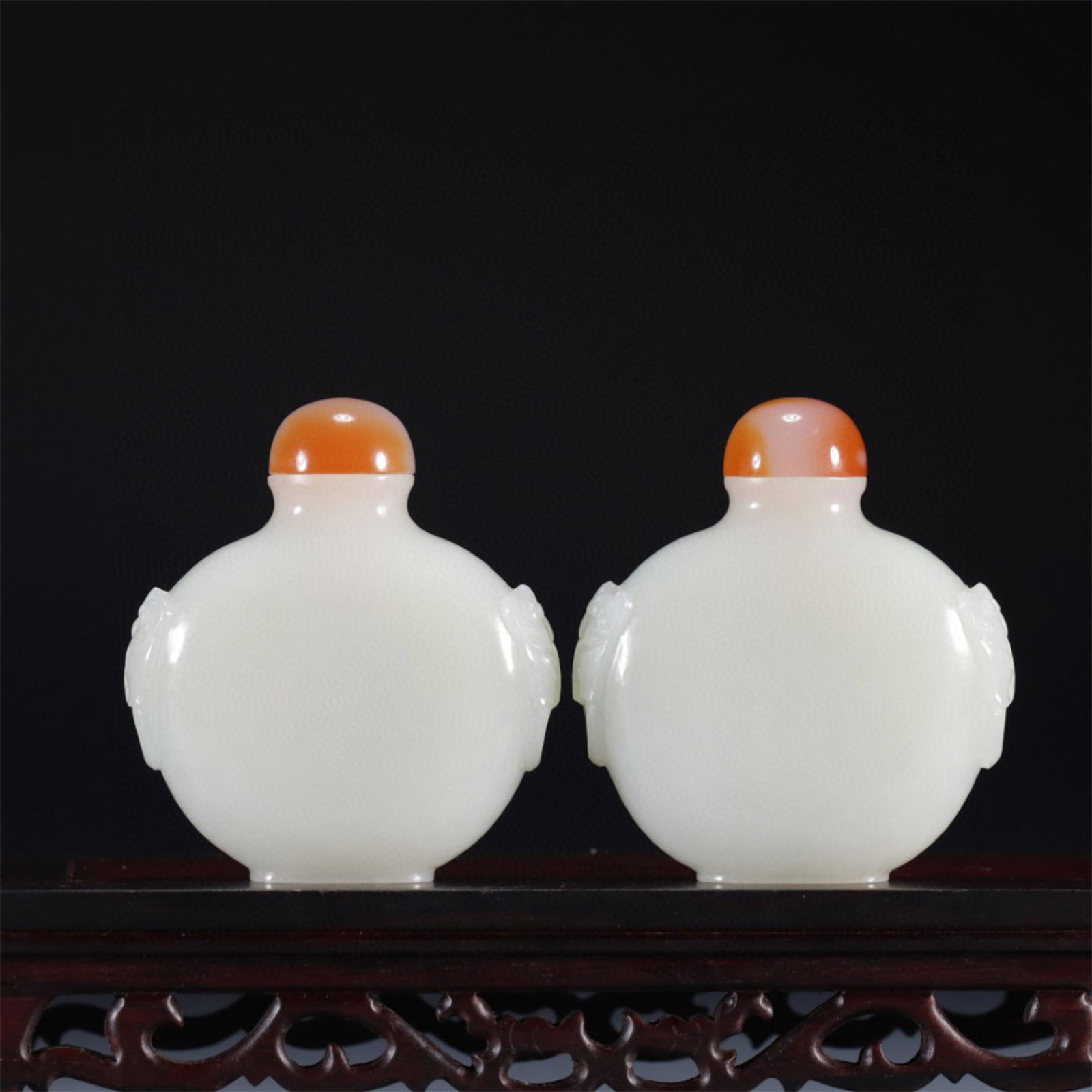 A Pair of Chinese Carved Jade Snuff Bottles (1 of 9)