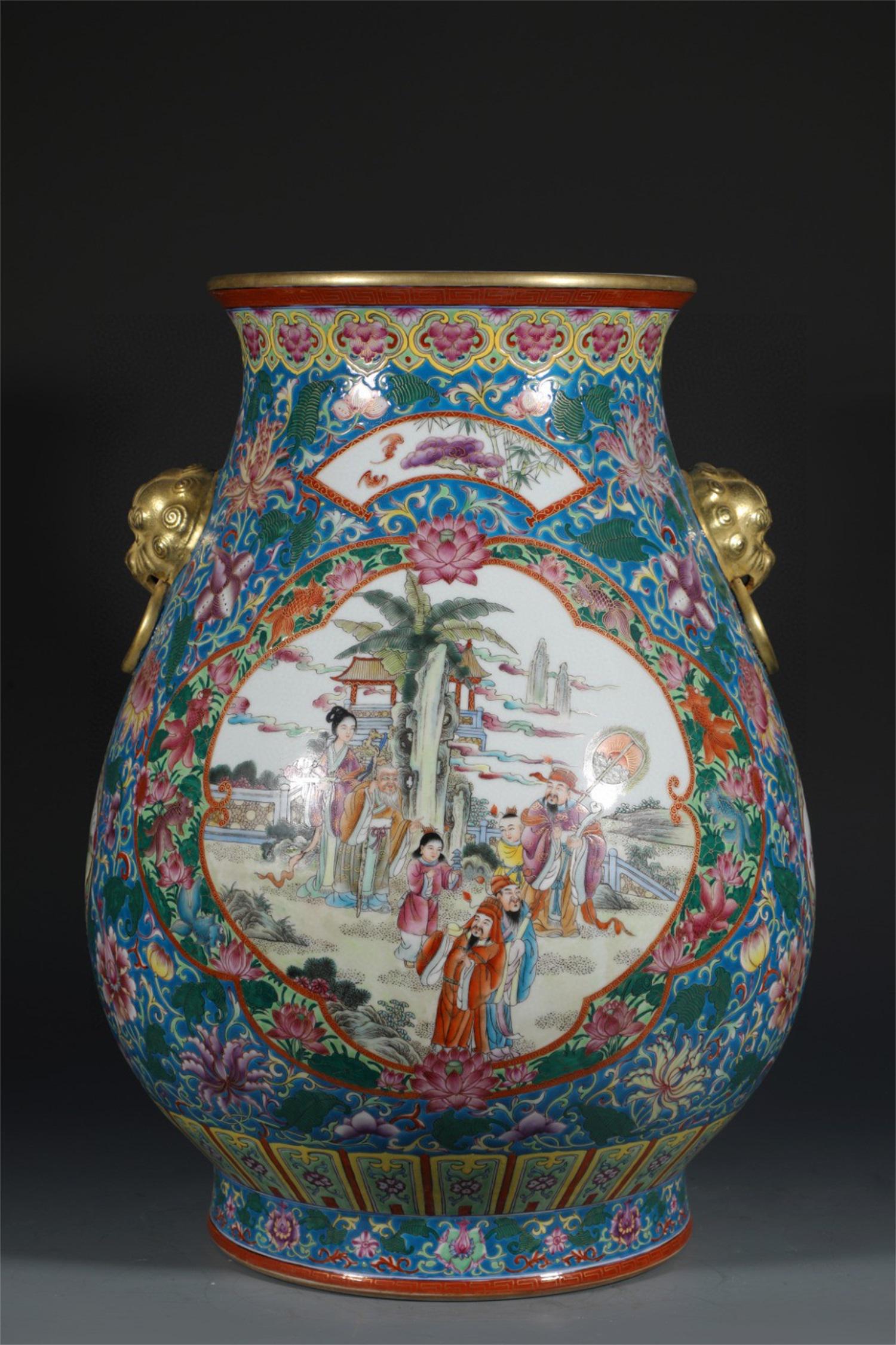 A Chinese Blue Ground Enamel Glazed Porcelain Vase (1 of 9)