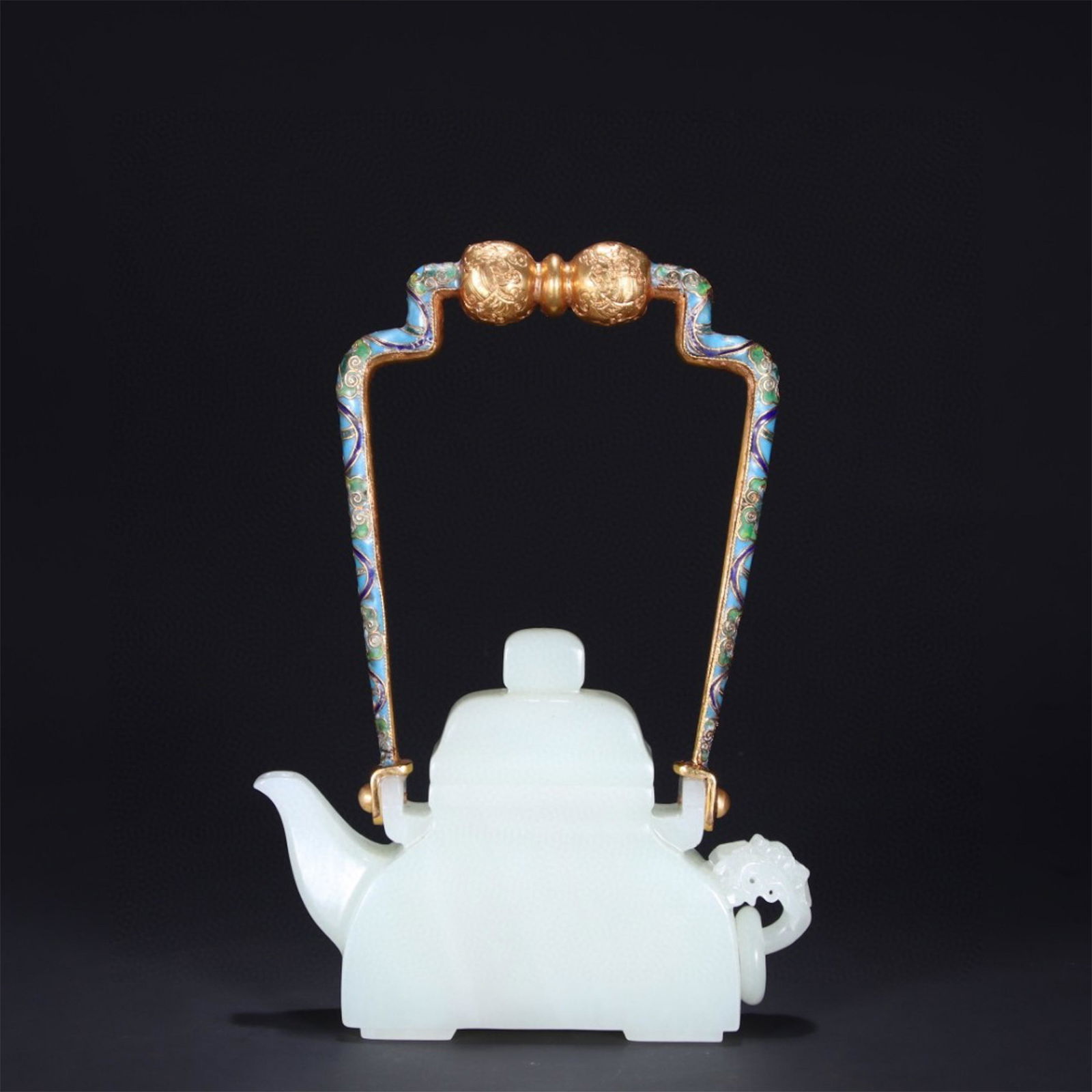 A Chinese Carved Jade Tea Pot with Handle (1 of 9)