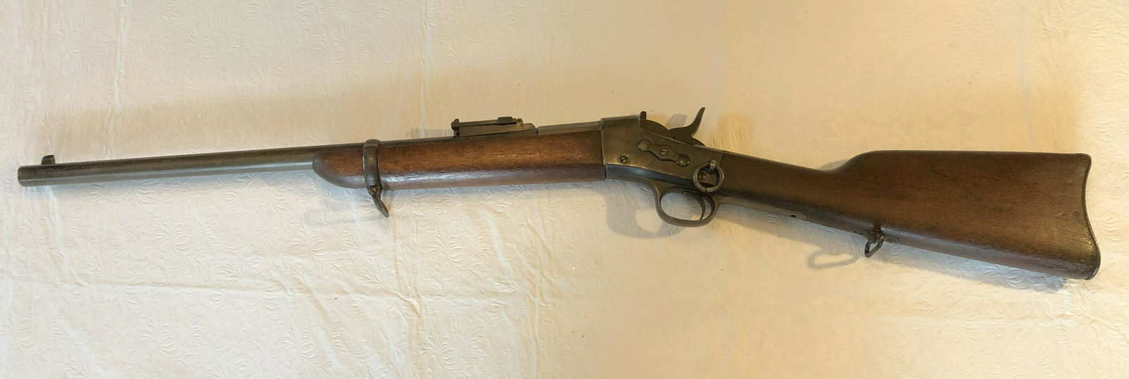 Remington Rolling block Carbine Model 1879 E.N.45-70: Can't find serial no. Has saddle ring