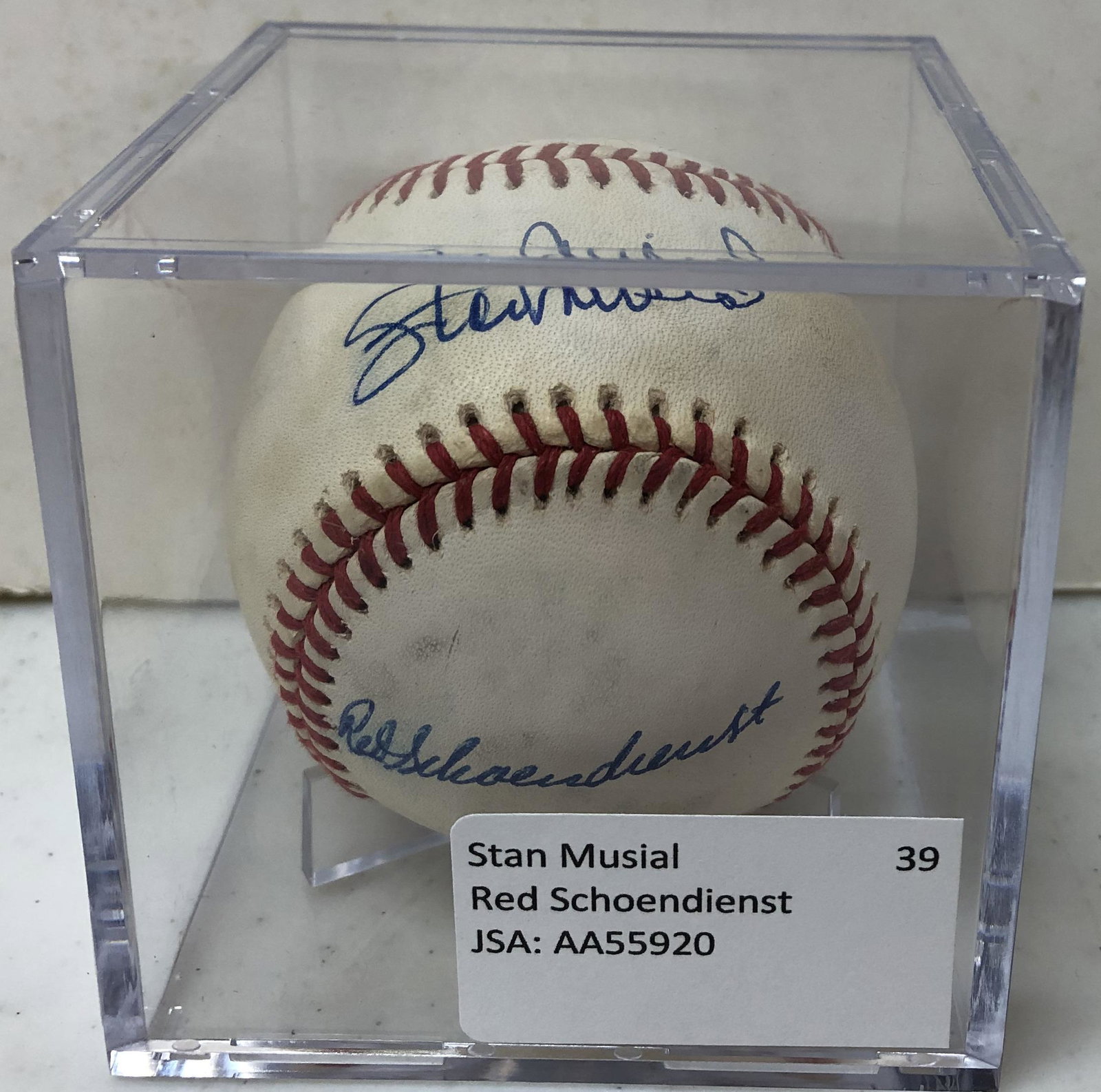 Stan Musial & Red Schendienst Signed Baseball: JSA: AA55920