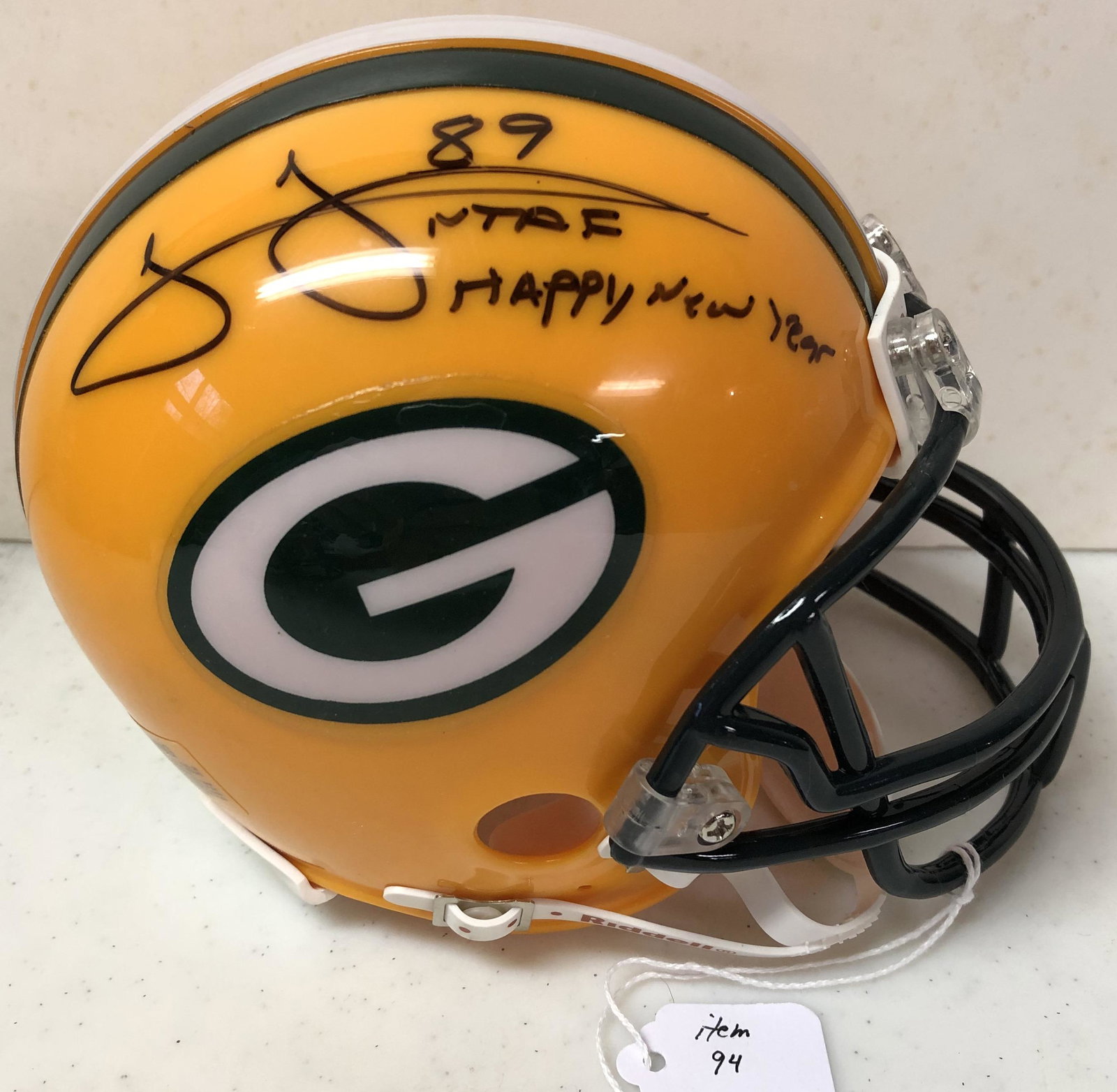 James Jones & Jordy Nelson Autographed Mini Helmet: James Jones #89 inscribed "Happy New Year" & Jordy Nelson #87 inscribed Merry Christmas