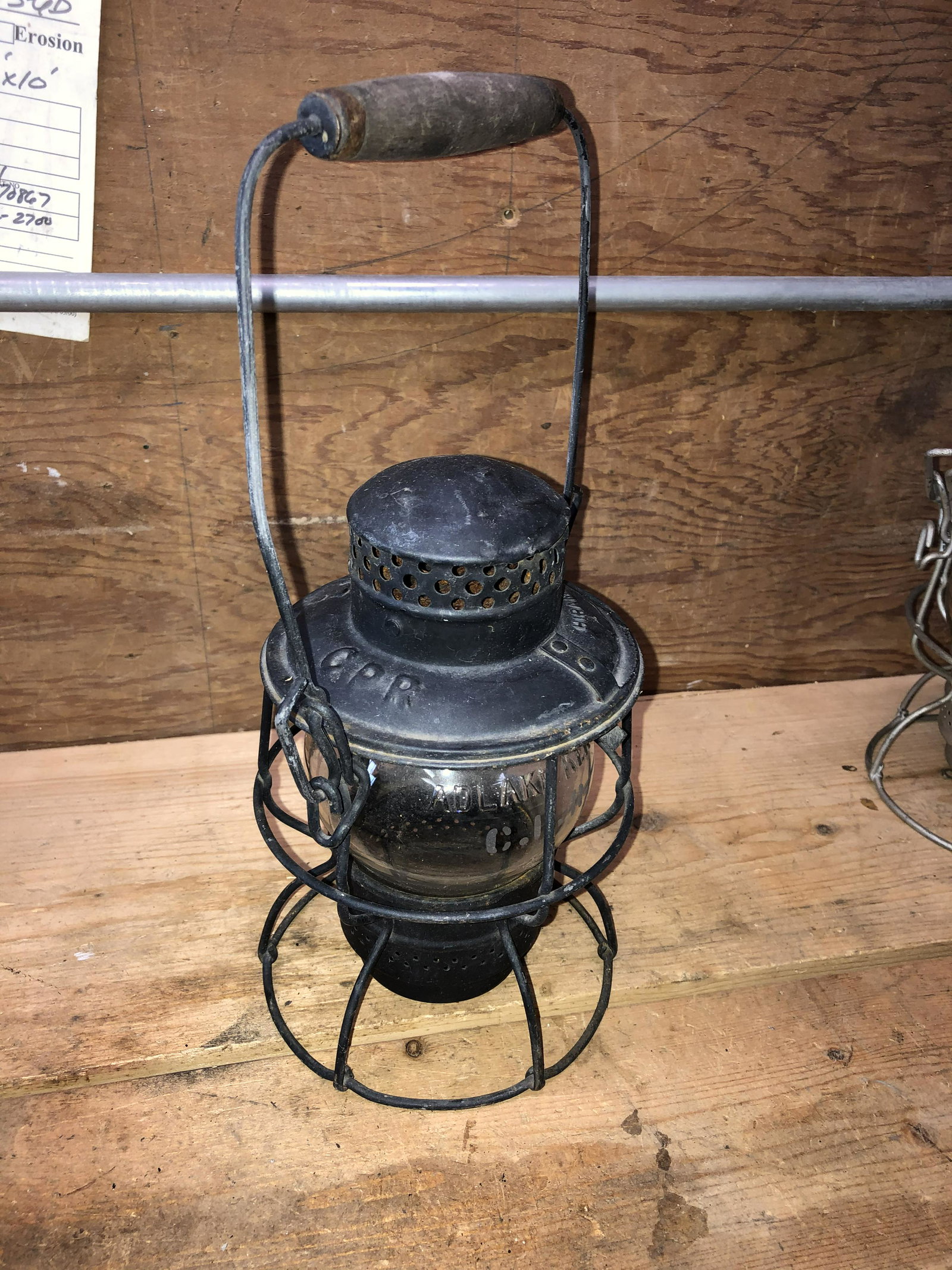 CPR Swtchmen Lantern: Adlake lantern with CPR in metal & etched in glass