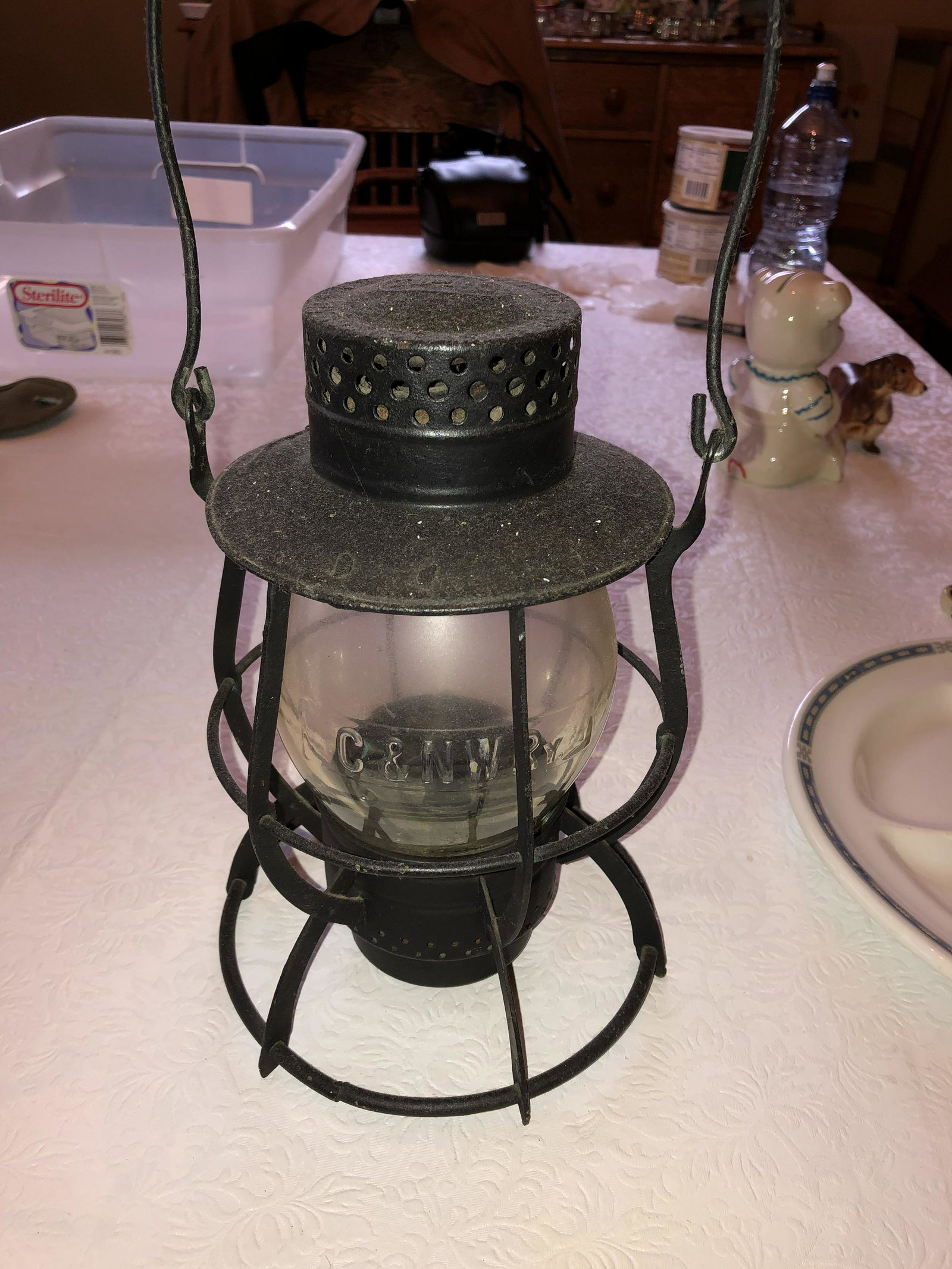 C&N.W. RW Switchmen lantern: RR Initials in glass only