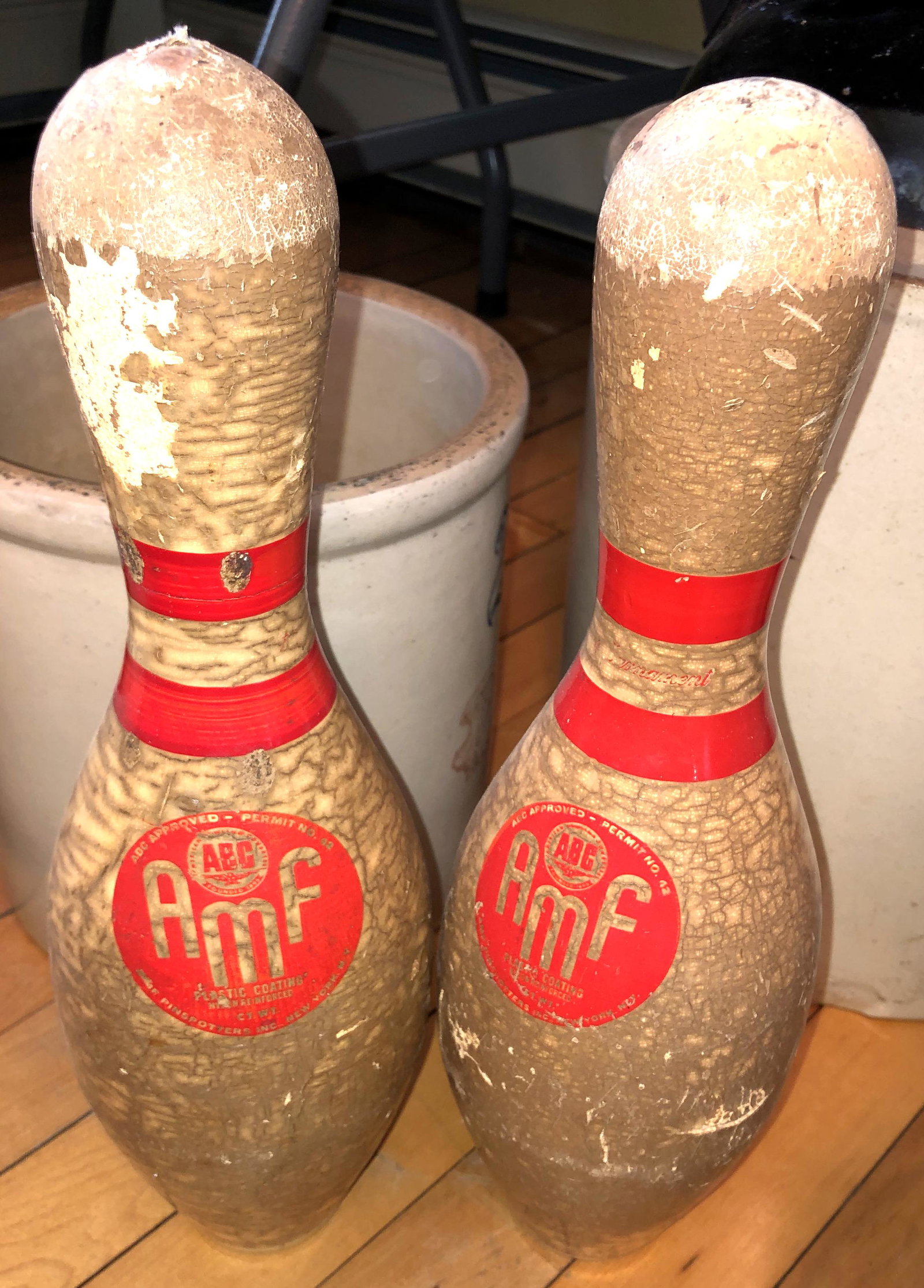Vintage AMF bowling pins: Real bowling pins