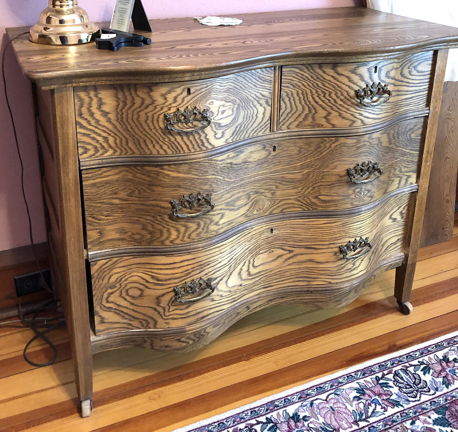 Antique Ash dresser: about 43" across, it was refinished, there is no mirror included