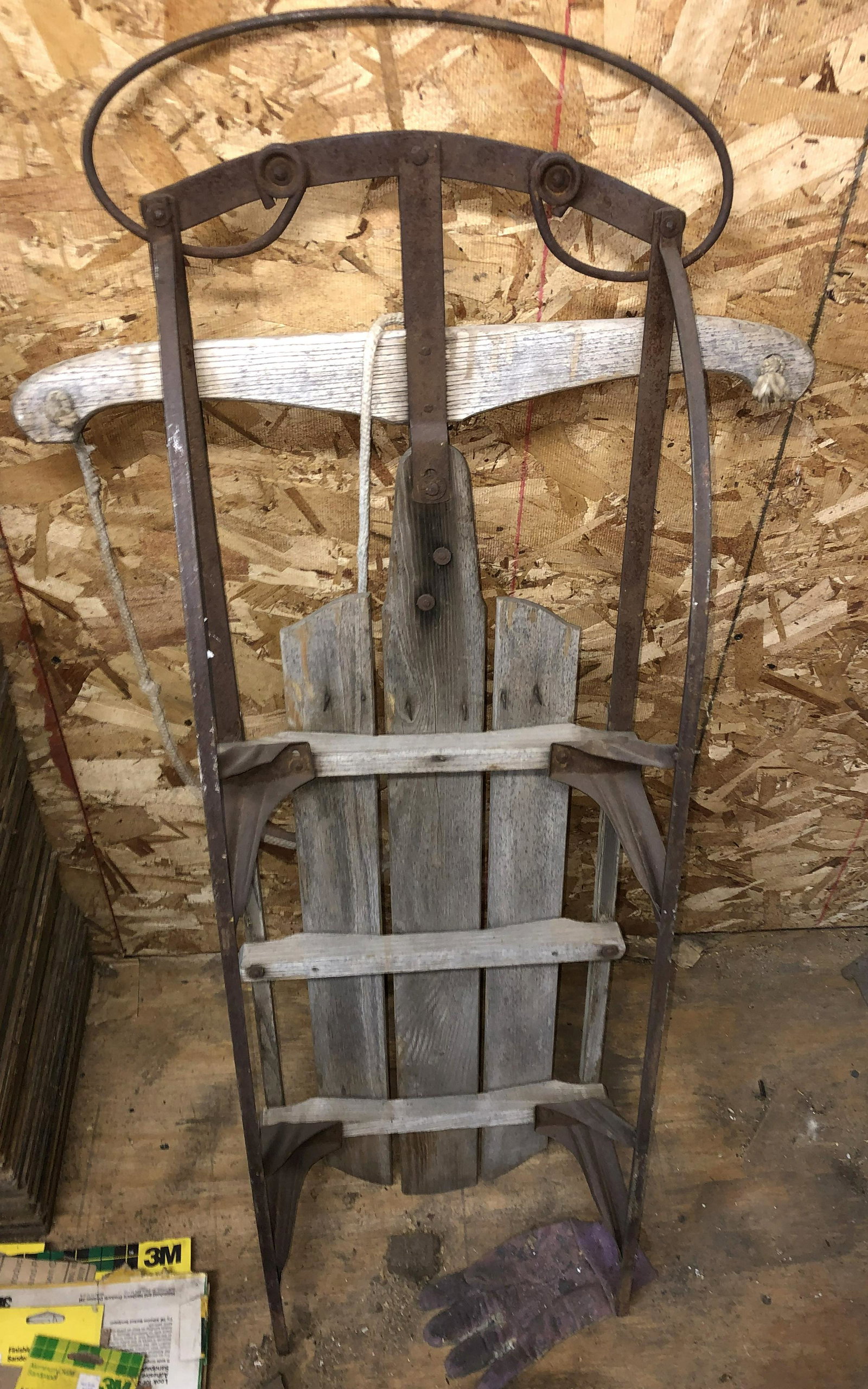 Vintage Sled: Metal runners, nice decorative iron work by stearing