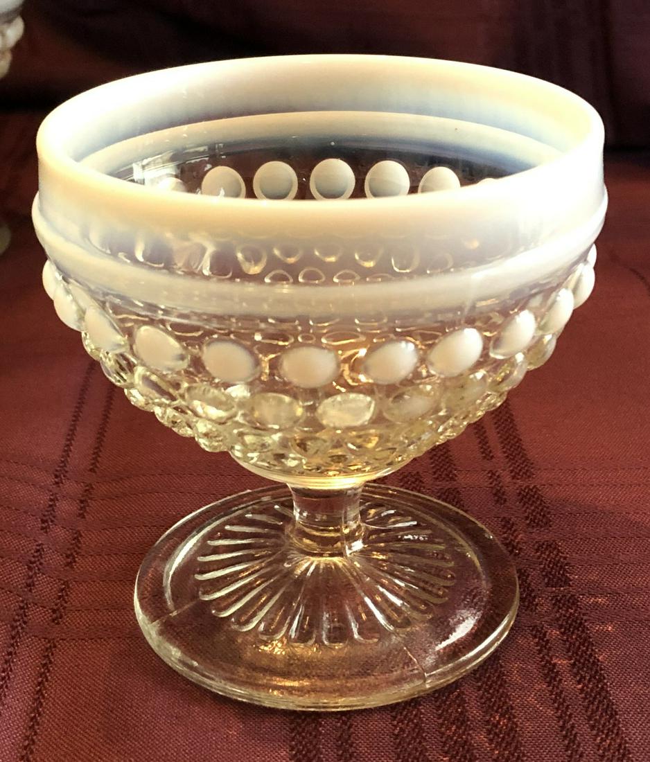 Fenton White Opalescent Hobnail: Set of 8 sherbets