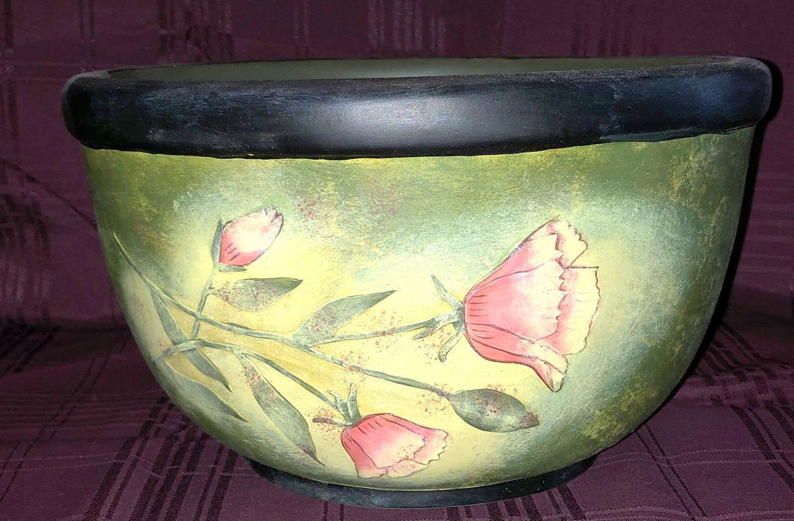 Lang & Wise Pottery Mixing Bowl: NOT FOOD SAFE! Aprox 11" dia x 6-1/2" tall by Karen Hillard Good