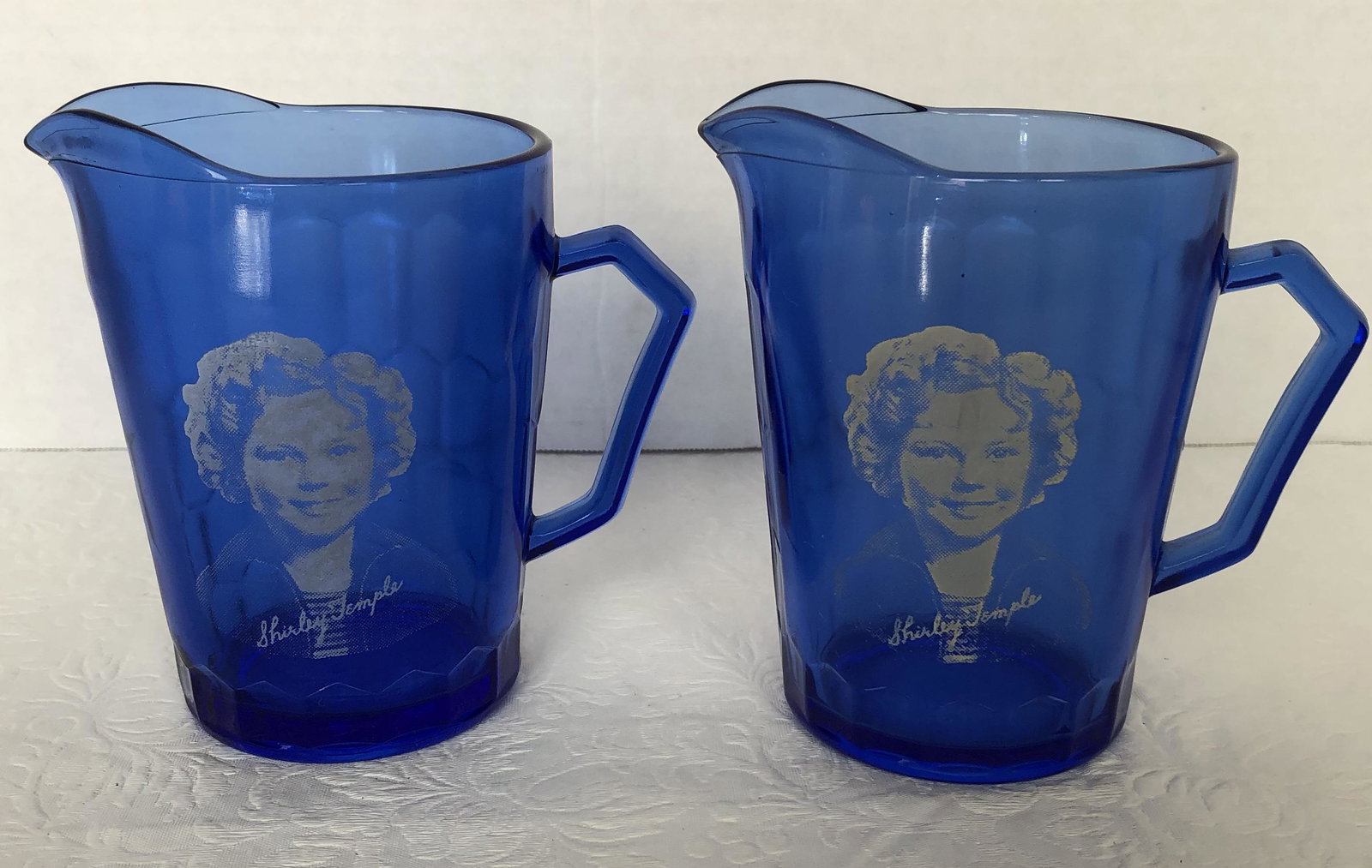 Pair of Shirley Temple Creamers: Cobalt Blue