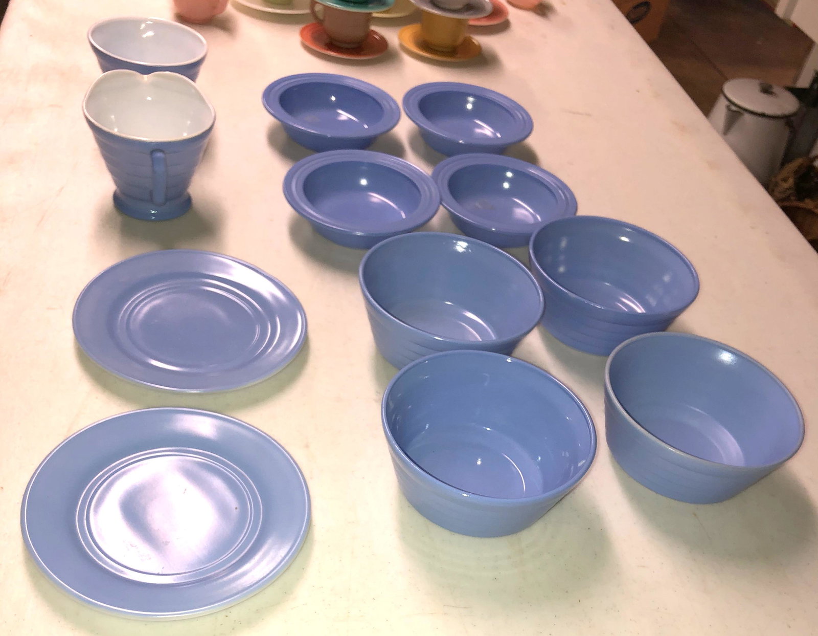 Hazel Atlas Glass Co. Moderntone Platonite: 12 pieces periwinkle