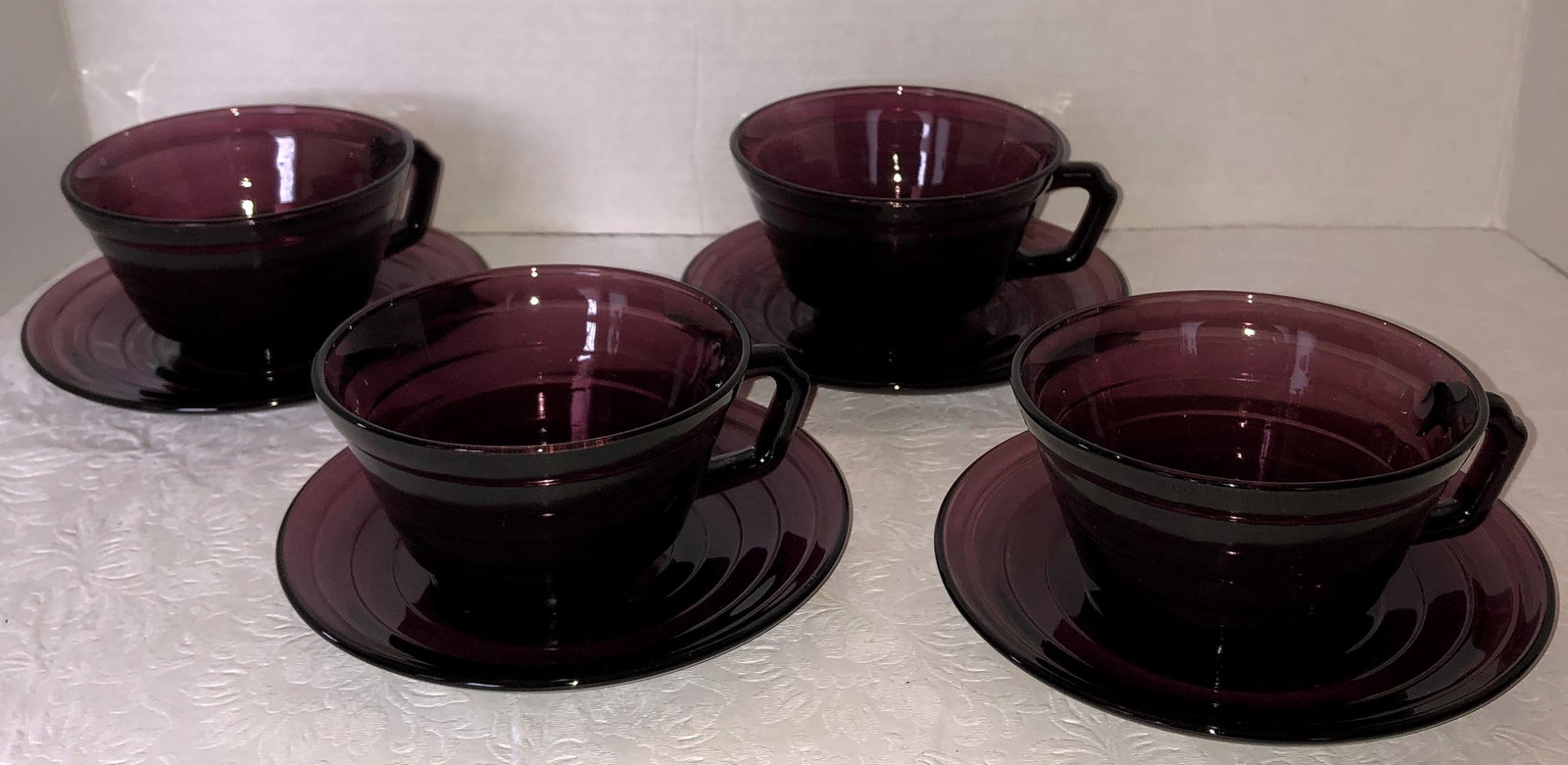 Hazel Atlas Moderntone Amethyst: 14 cups & 17 saucers