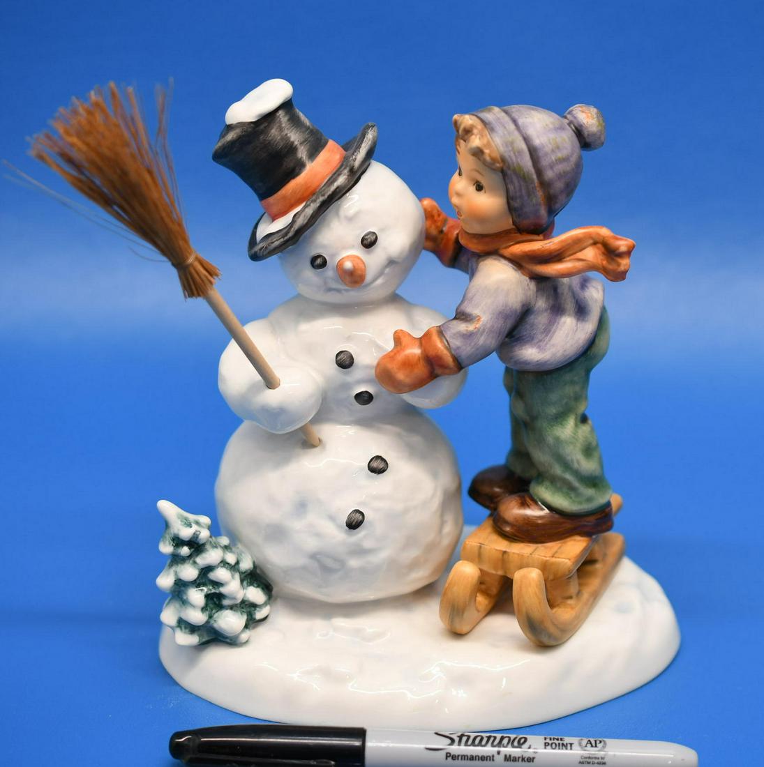 Hummel "Making New Friends": First Issue 1996, measures 6-3/4" tall plus broom x 6" wide, and weighs 1 lb 3 oz