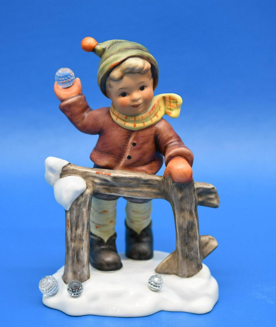 Hummel "Wintertime Fun": Limited Edition No. 0308 of 1,999, measures 6-1/4" tall x 4-1/4" wide, and weighs 11 oz