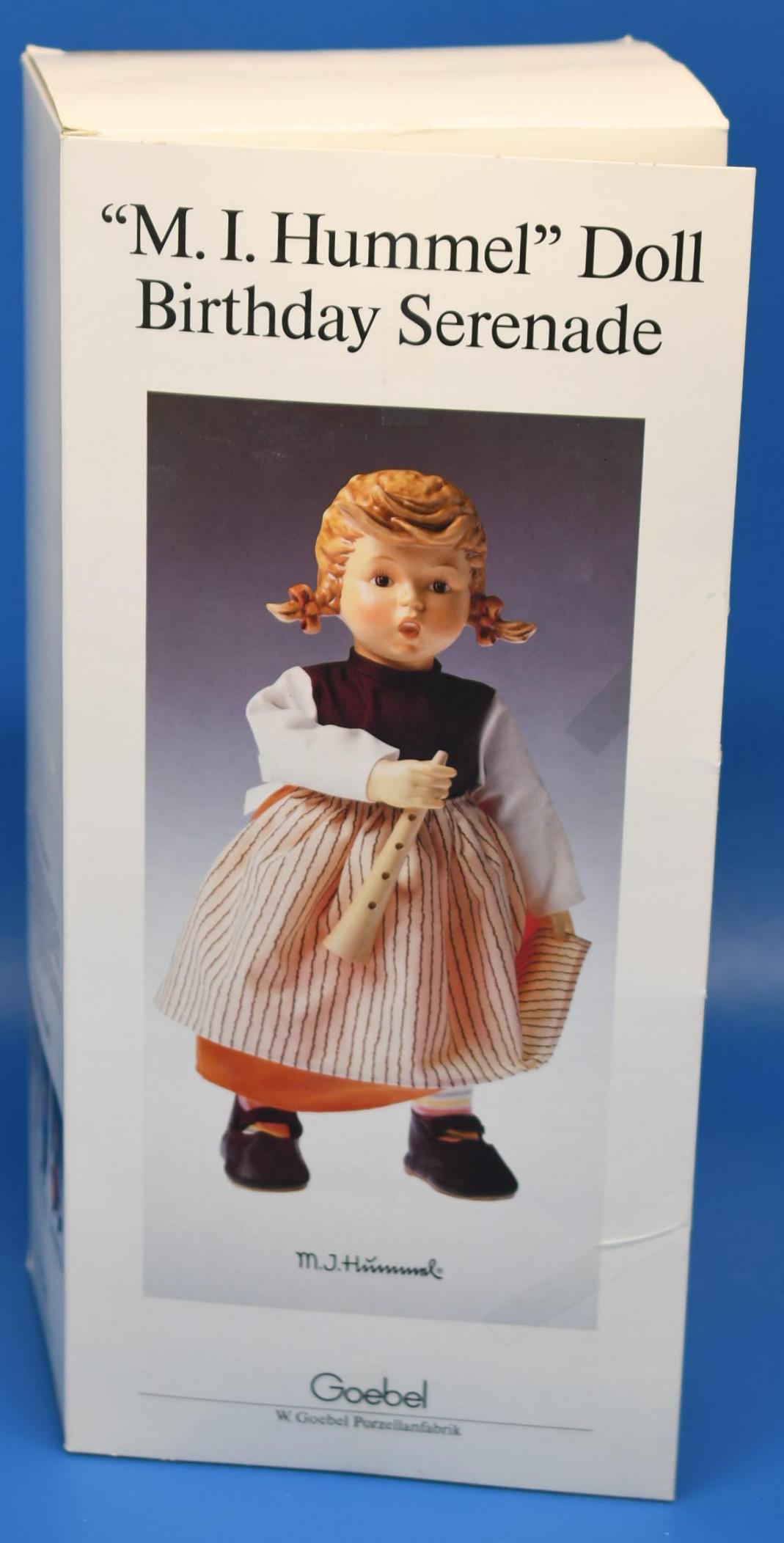 Hummel"Birthday Serenade" Girl Porcelain Doll: 1983 Doll, She has never been removed from her box and will remain that way for the winning bidder. She is 15-1/4" tall, the box measures 7-1/2" x 16-1/2" x 5" and will be placed in another box for sh