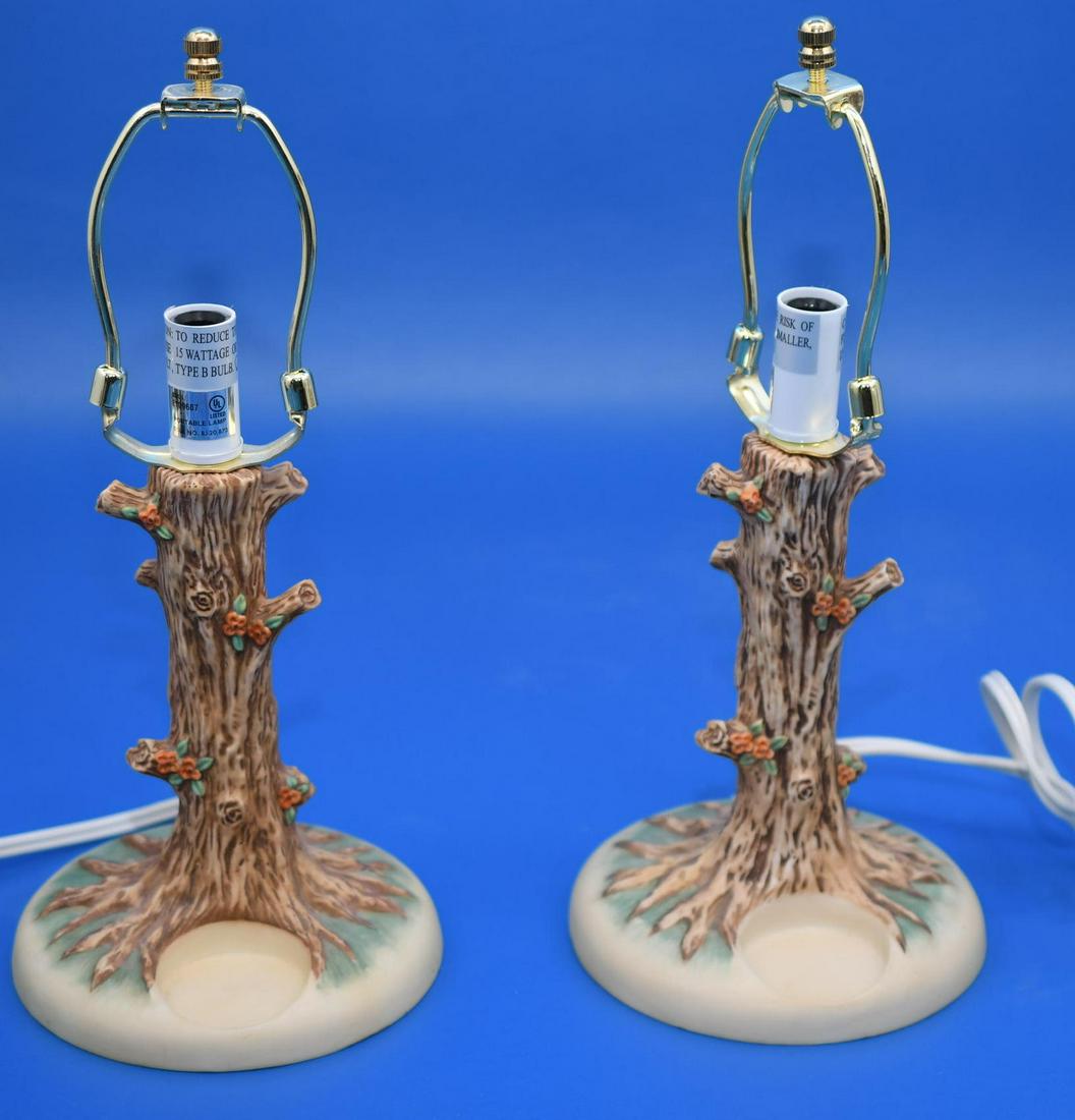 Goebel Hummel" Pair of Lamps": Both are in perfect condition, but do not include shades, and have a space at the base to place a Hummel Figurine. These take a type B bulb and measure 13" tall and combined weight is 3 lbs 3 oz