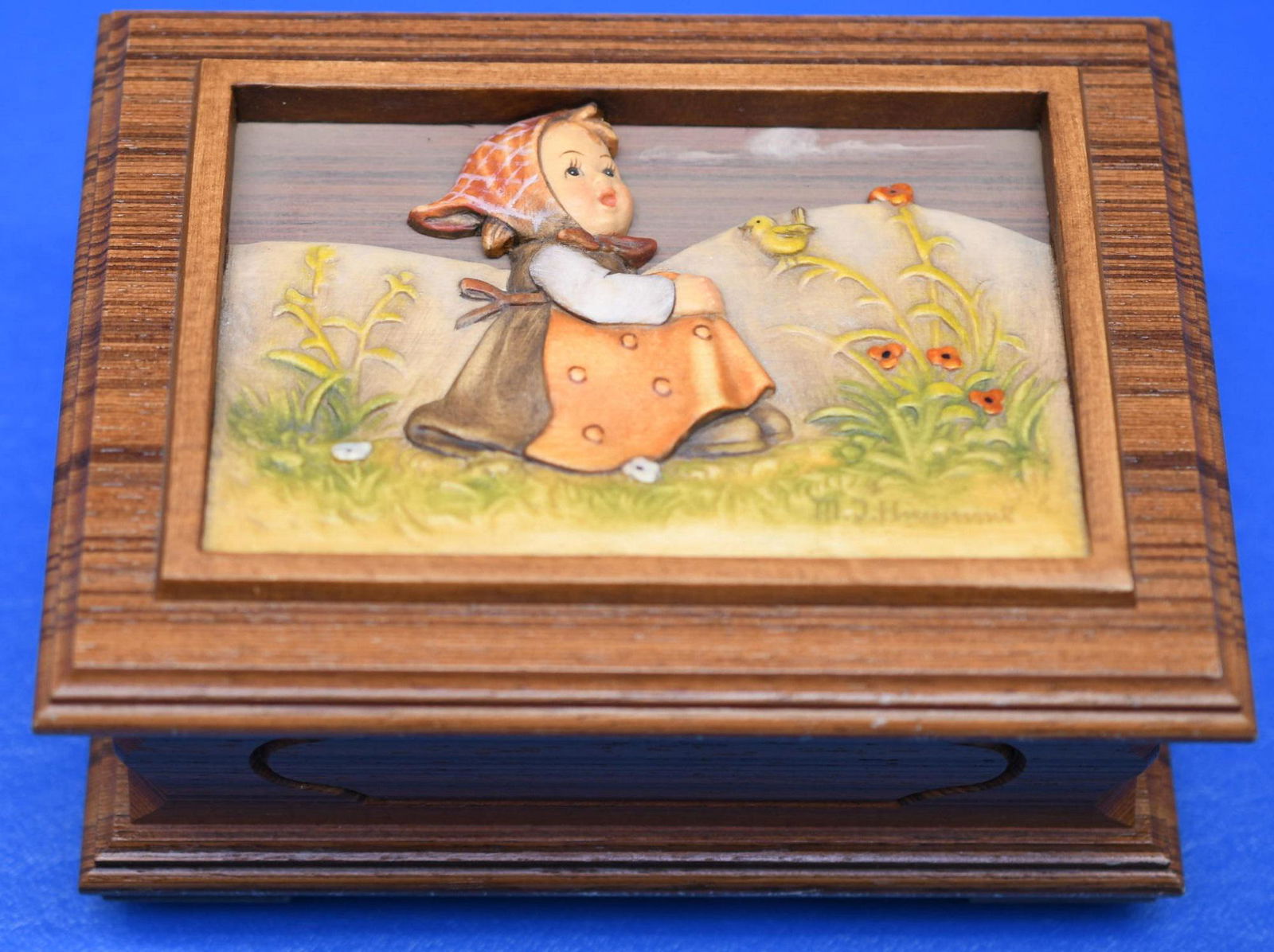 Goebel Hummel "Anri" Four Seasons Series Swiss Music: Anri made this wonderful wood body 1988 Third Edition in a series of Four Italian Music Box that plays "The Blue Danube" this is No. 01507 of 10,000 of a limited edition. Measures 6" x 4-1/2" x 3" hig