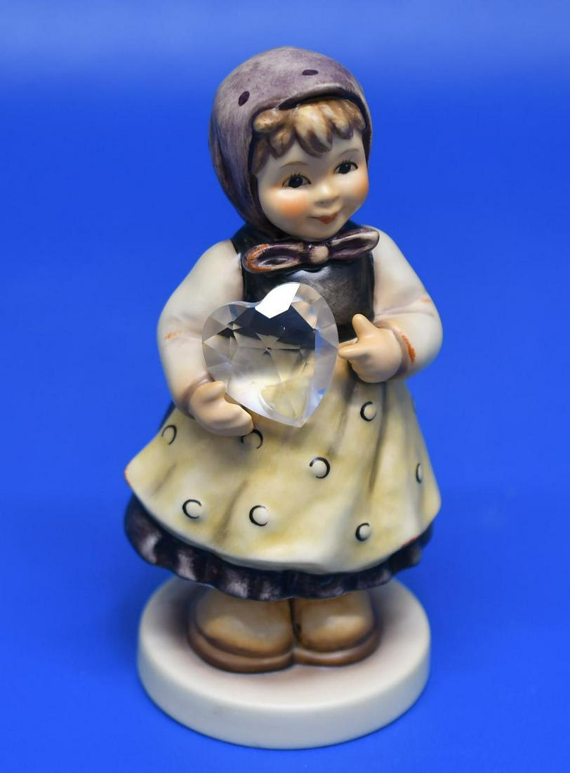 Hummel W/Swarovski "A Heart Felt Gift": 5-1/4" Limited Edition 5,458 of 7,500 (Tiny rub mark in center of heart), this weighs 5.5 oz