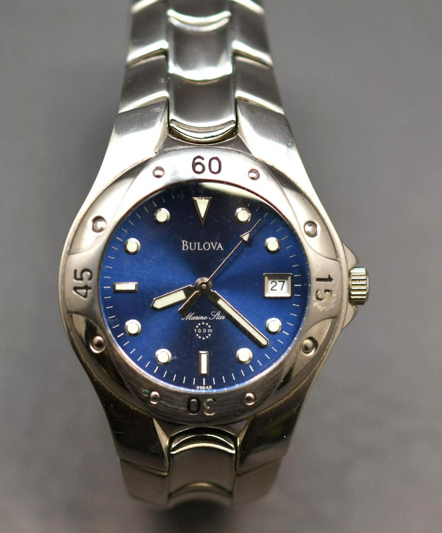 Bulova Marine Star Men's Wrist Watch: 100M water resistant, Quartz, all stainless steel, original band, approximate weight 4.5oz