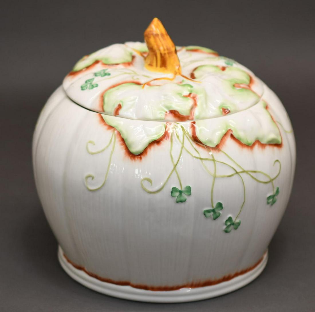 Belleek Pumpkin Cookie Jar: 8" tall x 8" diameter approximate weight 3lbs