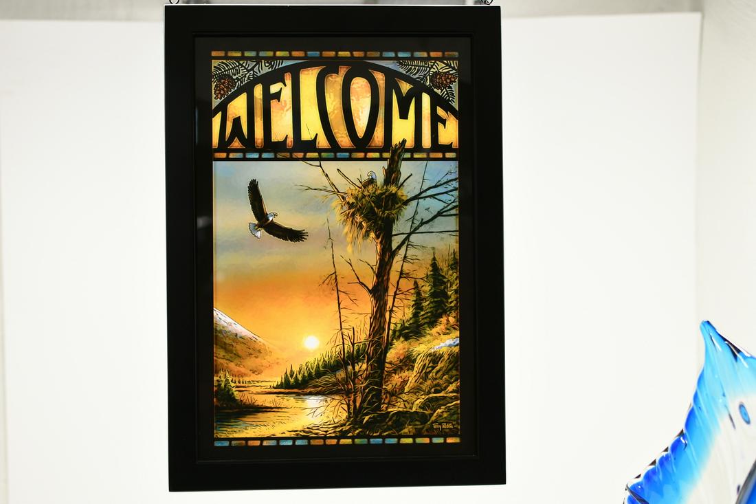 Reverse on glass Terry Redlin Print: Framed glass 13-5/8" x 19.5". 3.5lb