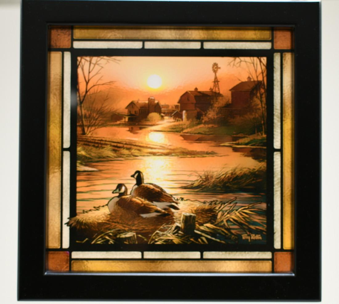 Terry Redlin Reverse Print on Glass: Framed 9.5in square 1lb