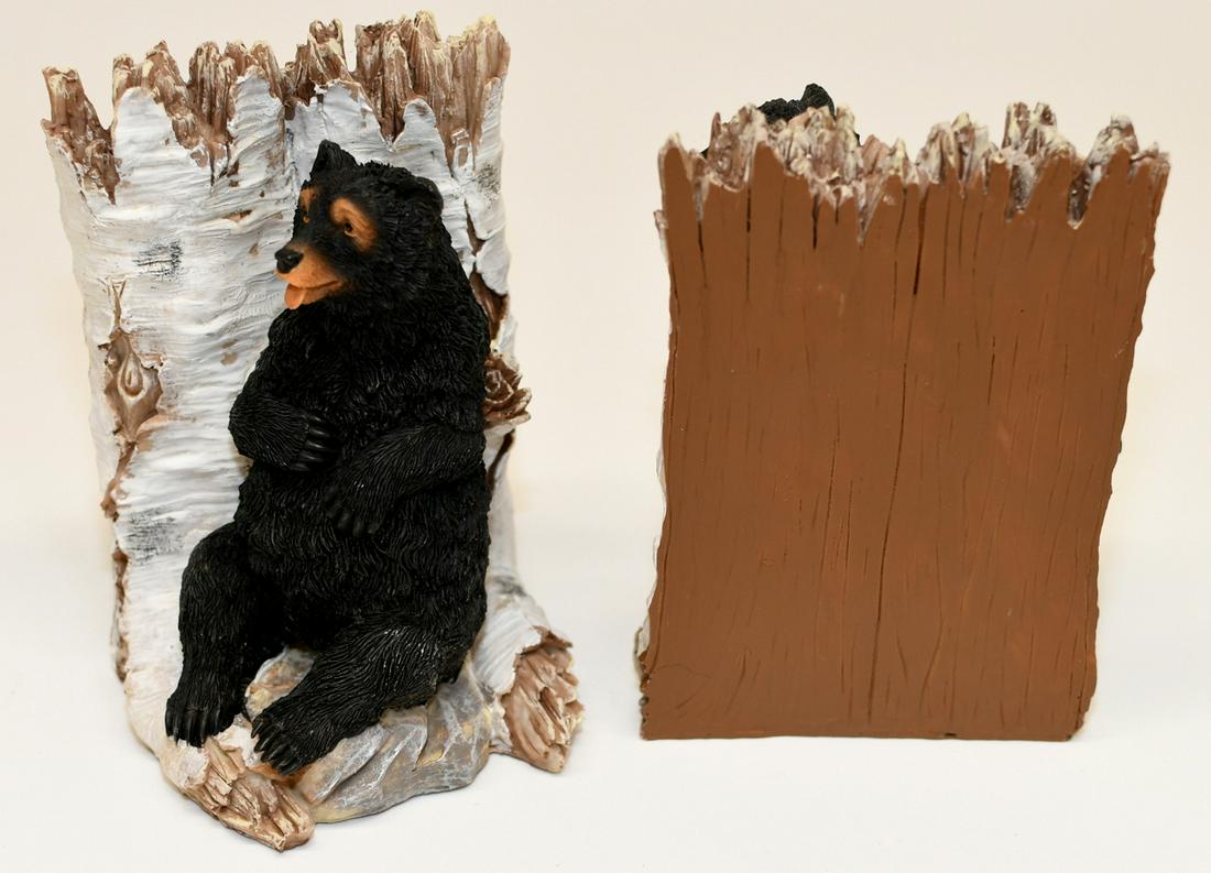 Bear Group: Resin Bear Bookends 7" high x 4-1/2" wide x 4" & Figurine by Red Mill MFG 5-1/2" high x 5" wide x 4" combined weight is 4 lbs