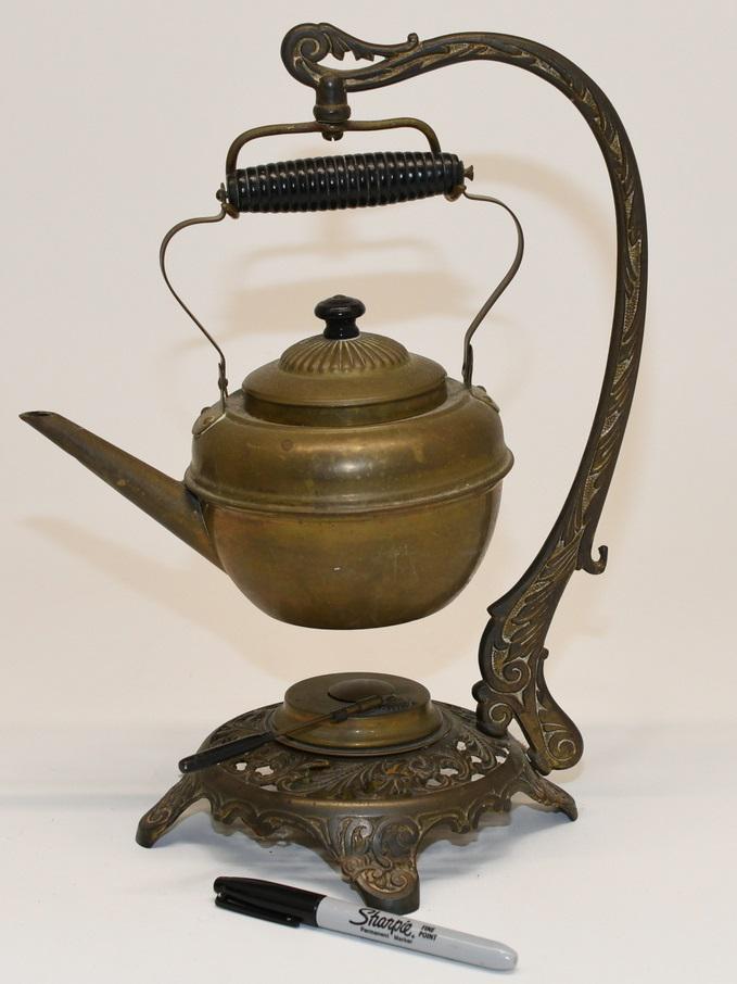 Bradley & Hubbard Brass Tea Pot: No 1615 B & H stamped on bottom this stands 14" tall. Weighs 2 lbs 5 oz