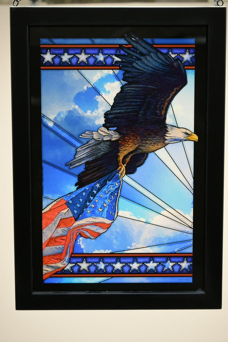 Reverse on glass "Anthony J. Padgett": This beautiful framed glass pane is 13-1/2" x 19-1/2"