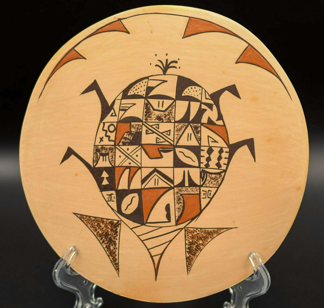 Fantasy Fish 8" Round Tile, Adelle Nampeyo (Hopi): 8-5/8 inch by 8-7/8 inch approximately round; 3/16 inch thick