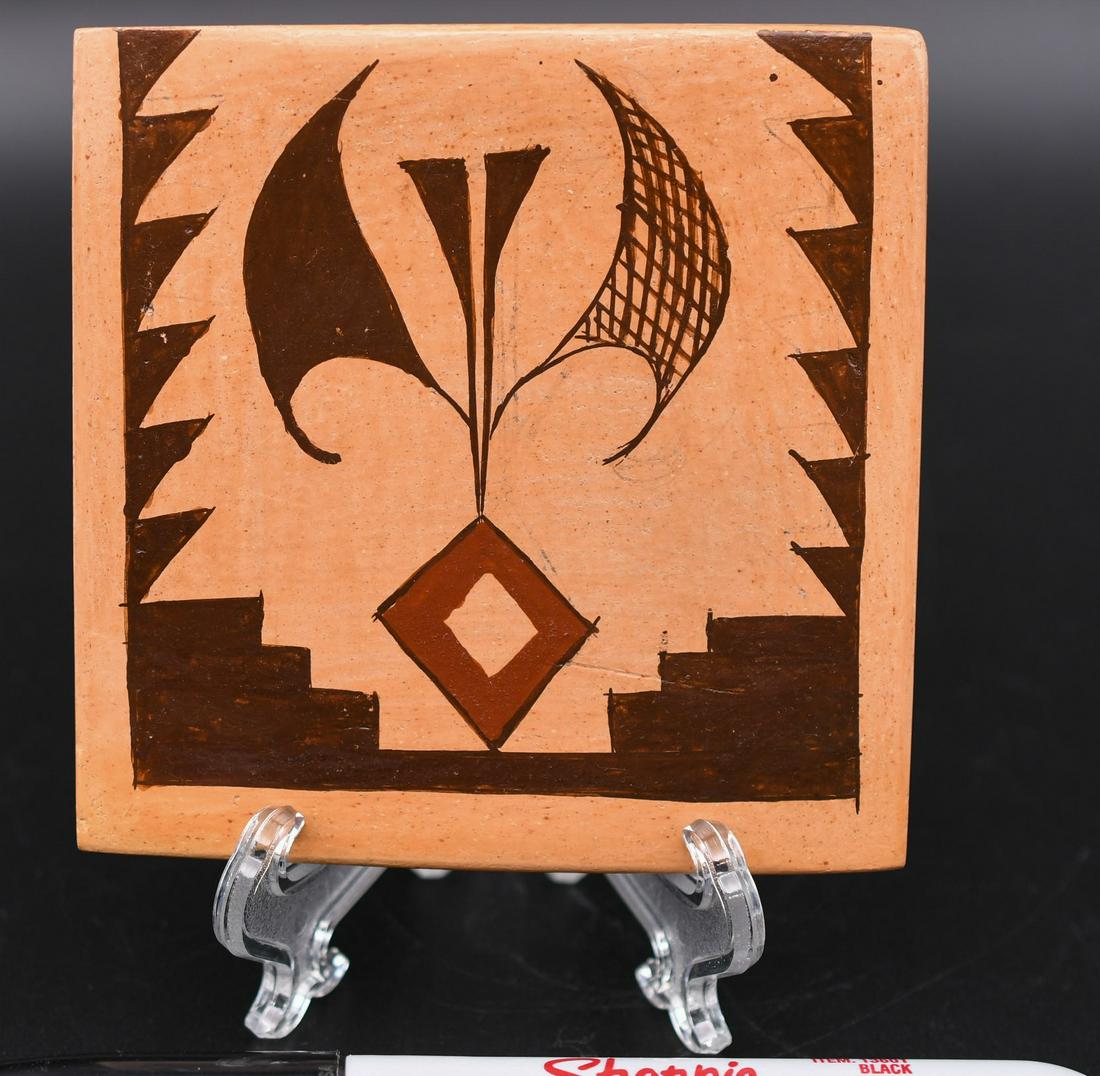 Tile, 4" X 4" Hopi Design, Unknown Artist (1 of 3)