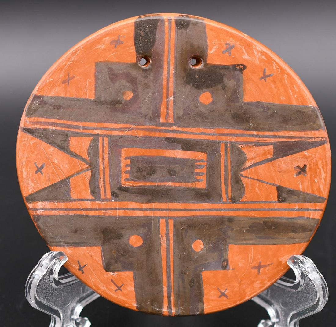 3-1/2" Round Red Tile, Priscilla N Nampeyo (Hopi): 3-1/2 inch diameter