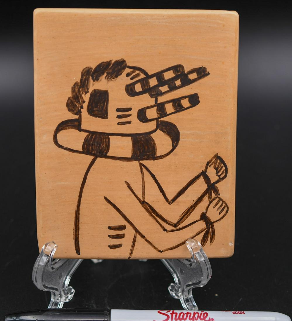 Tile, Mudman Kachina, R. Pangyesva (Hopi): 3-3/4 inches wide by 4-1/2 inches tall