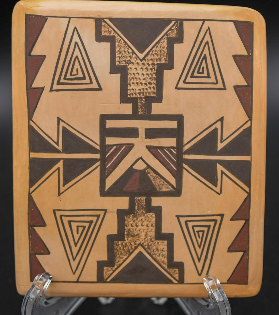 Brown Tile, Kachina, Lilian Namingha: 4 inches wide by 5 inches tall