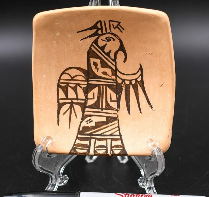 Curved Tile, Parrot Design, M. Hoyee?: 3-3/4 inches wide by 4 inches tall curved tile; 1 inch deep