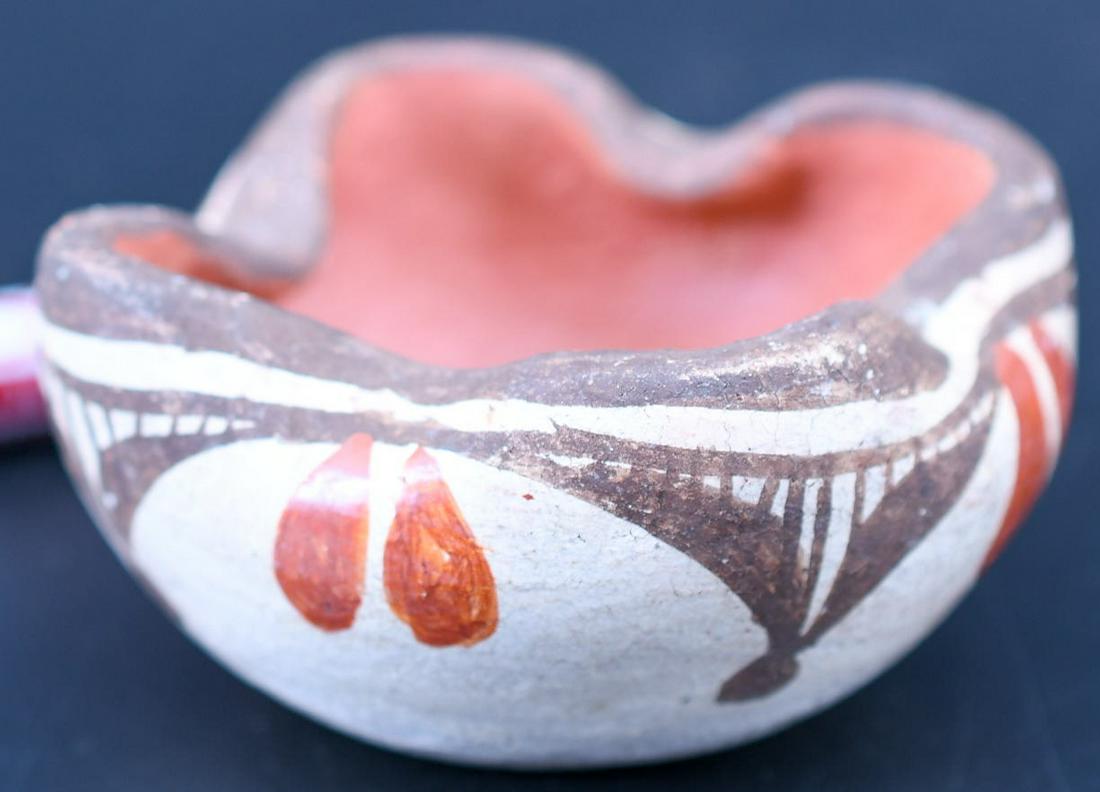 Zia, Small Bowl with Fluted Edges, Kathy Pino: 1-5/8 inches tall with 3 inch diameter. Hand coiled