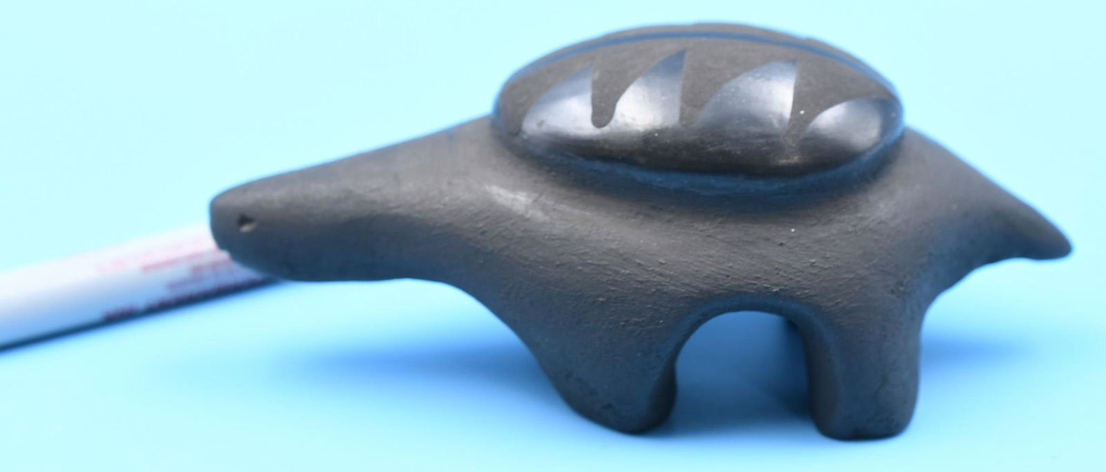 San Ildefonso pottery, Black on Black, Bowl, Turtle, Linda Dunlop: 2 inches tall by 5 inches wide by 2-1/4 inch deep