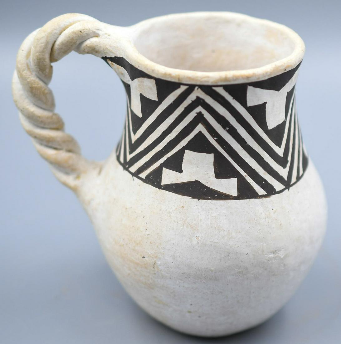 Acoma Black and White Pitcher with Twisted Handle, Frances Torivio (1 of 7)