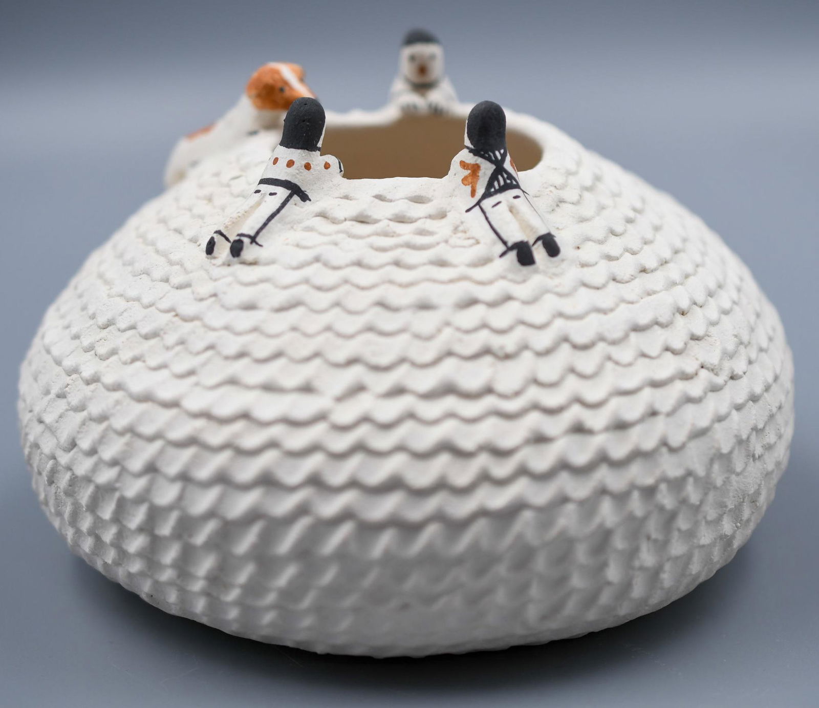 Acoma, Pueblo Relief Jar with Ladder (two pieces), Figures inside & out, Corrine (1 of 9)