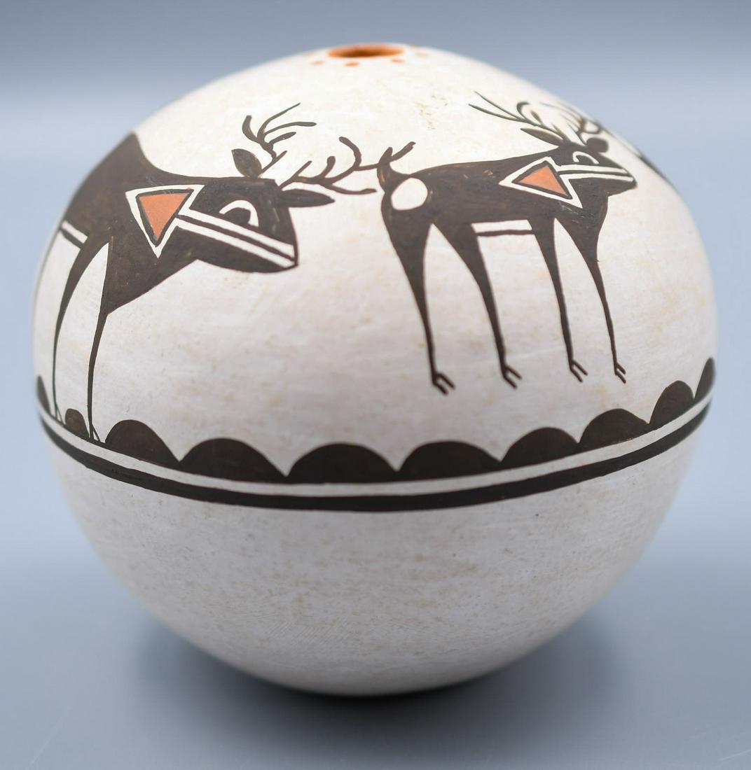 Acoma Seedpot with Four Heartline Deer, Dolores Lewis (1 of 6)