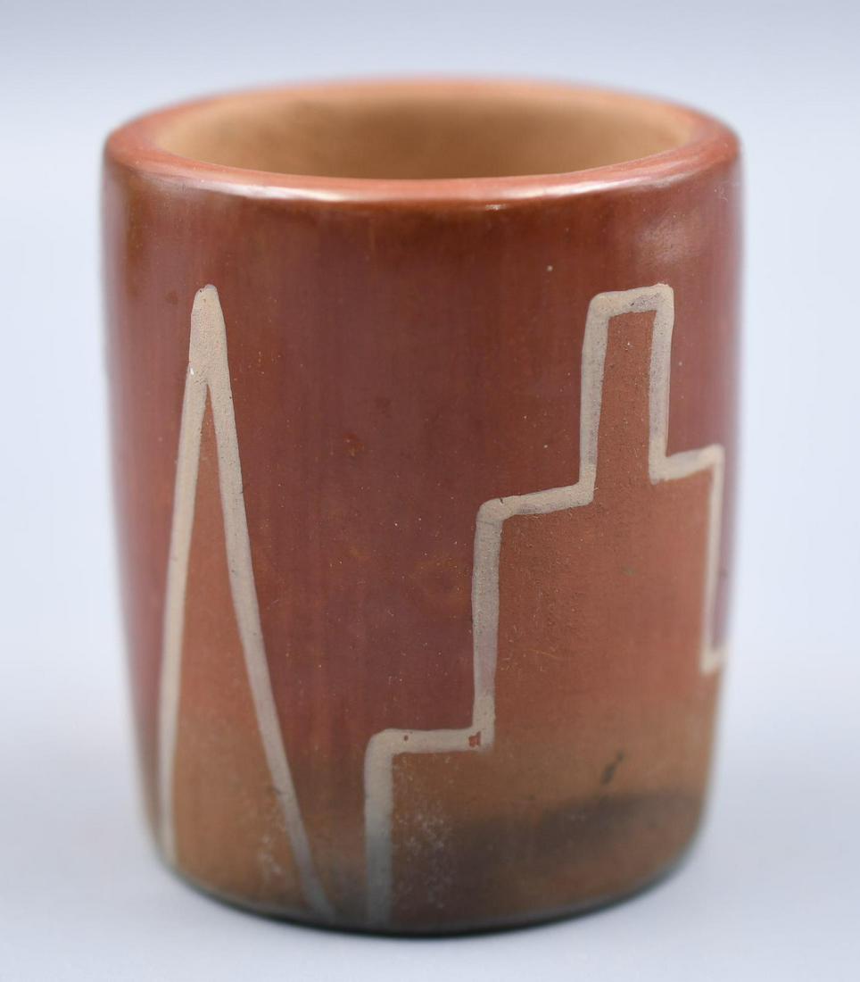 San Ildefonso Vase, Red with Kiva Steps, Rose Gonzalez: 2-1/2 inches tall with 2-1/8 inch diameter