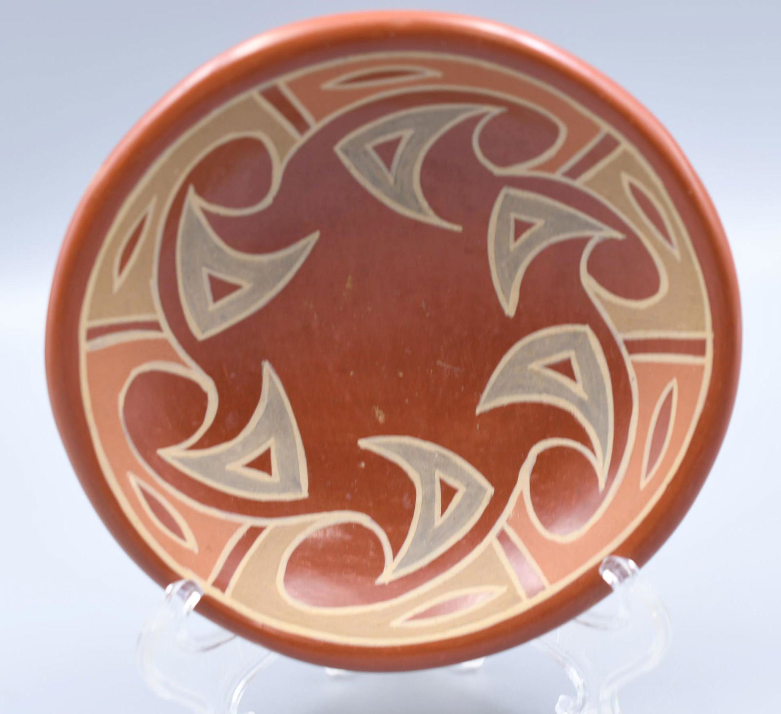Santa Clara Pueblo, Red Dish with Polychrome Design, Belen Tapia (1 of 8)