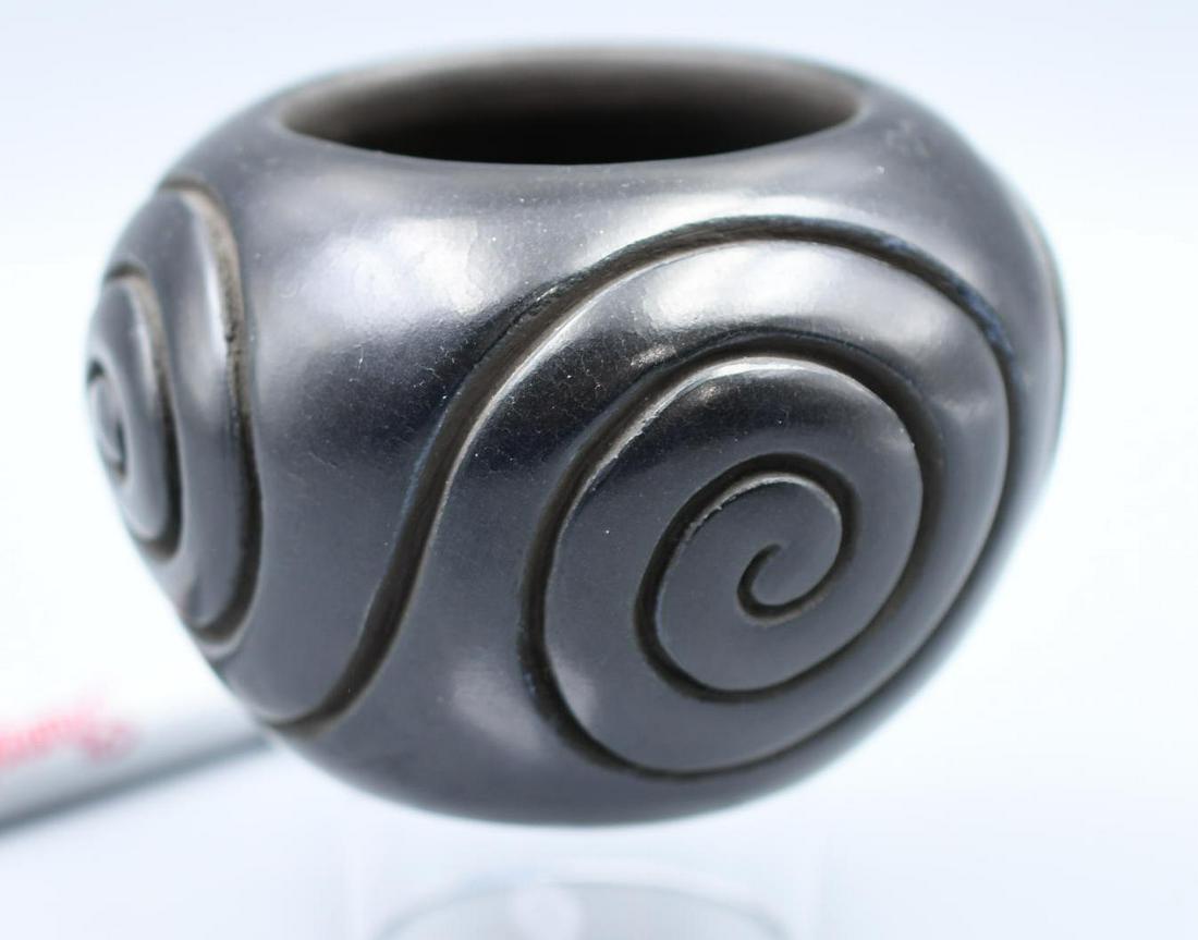 Santa Clara Pueblo, Black Carved Jar with Four Circular Swirls, Anita Suazo (1 of 4)