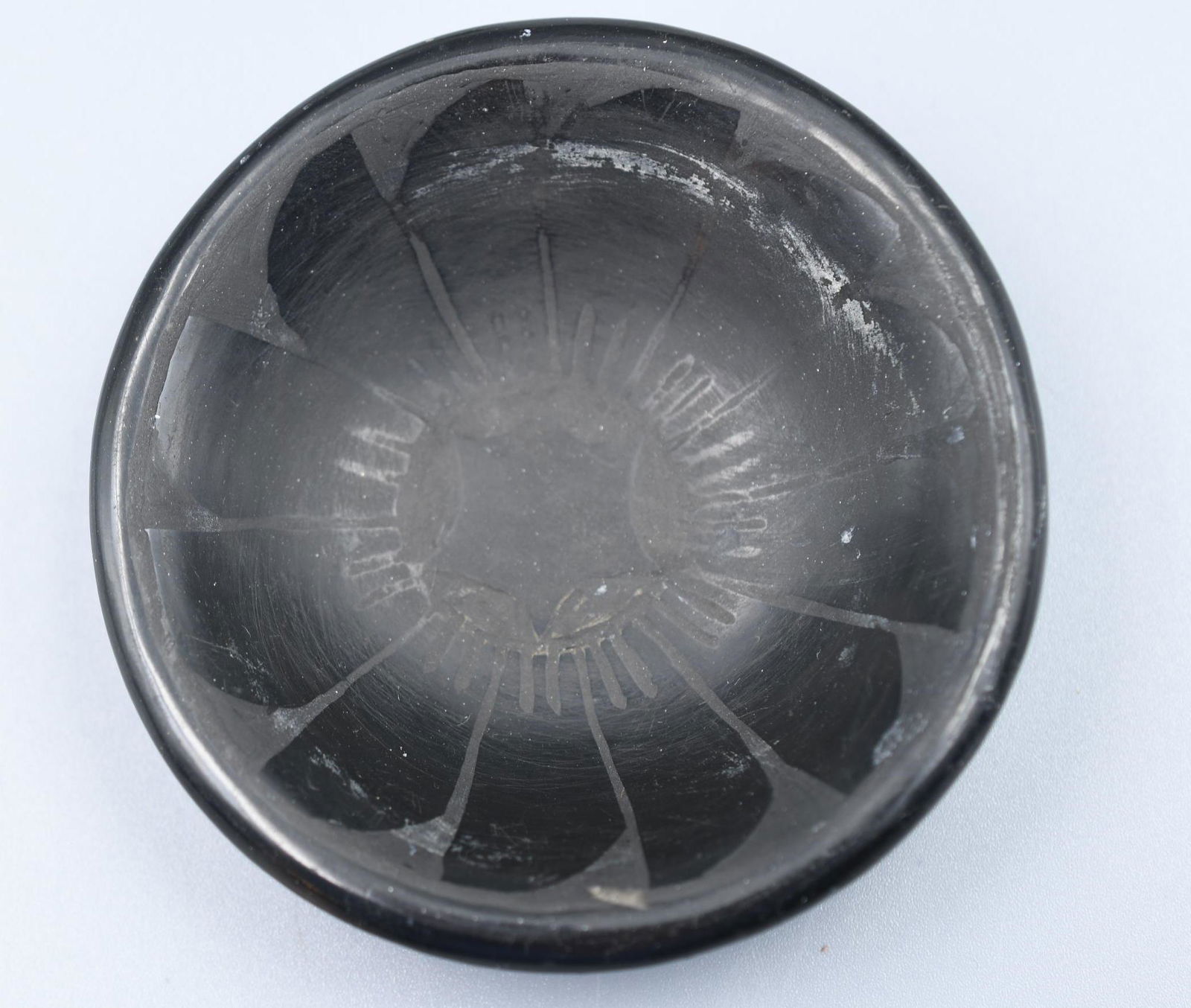 Santa Clara Pueblo, Black on Black Sunflower Dish, Dolorita (1 of 6)