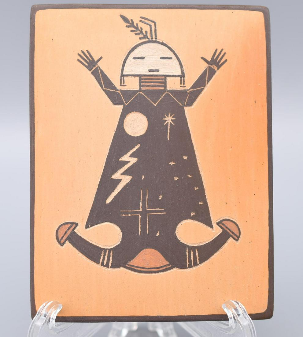 Navajo Tile "Father Sky", Ida Sahmie: 3-1/4 inches by 4-1/4 inches
