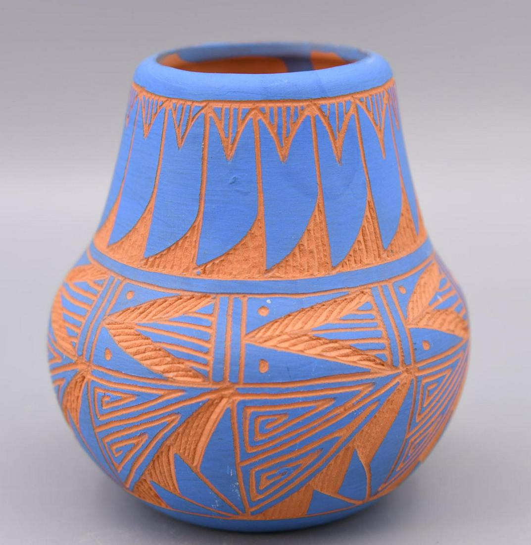 Acoma Jar, Blue with Intaglio, E. Concho (1 of 6)